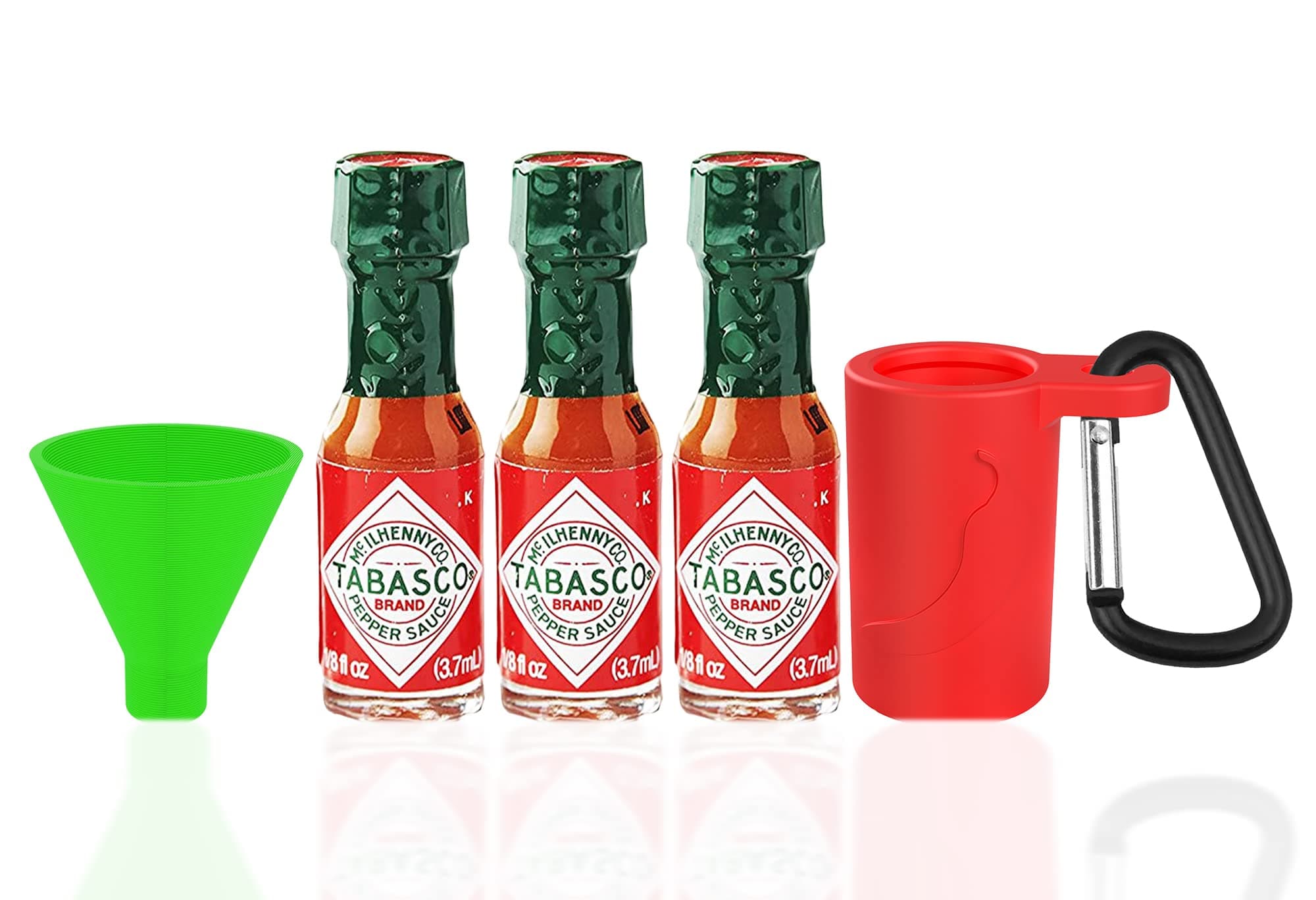 Mini Tabasco Hot Sauce Keyring - Includes 3 Mini Hot Water Bottles (0.992ml) with Travel Sauce Keyring - Red Tabasco Hot Sauce - Tabasco To Go