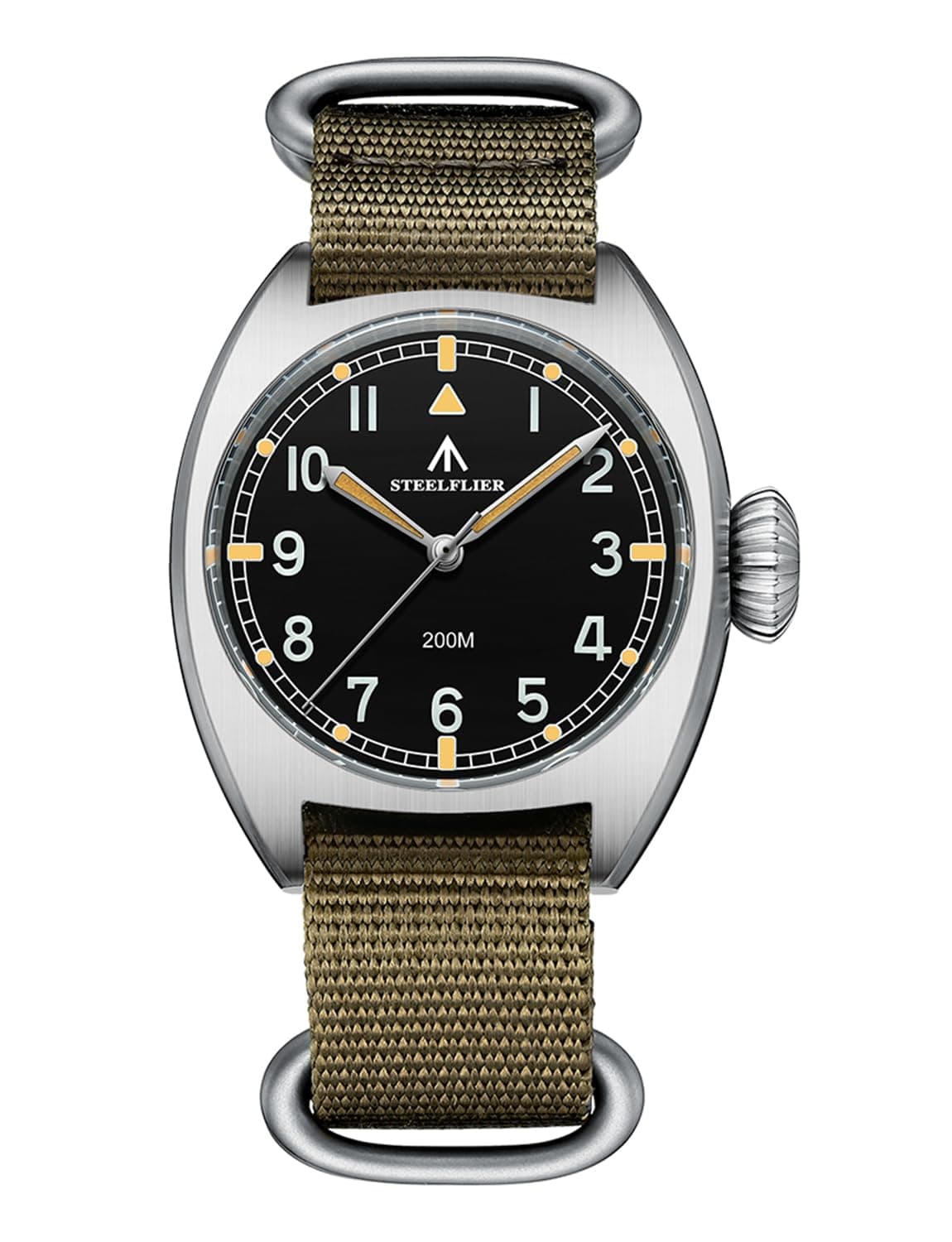 STEELFLIER Men's Quartz VH31 36mm Luminous SF745 Diving 200m Waterproof Military Pilot Watch