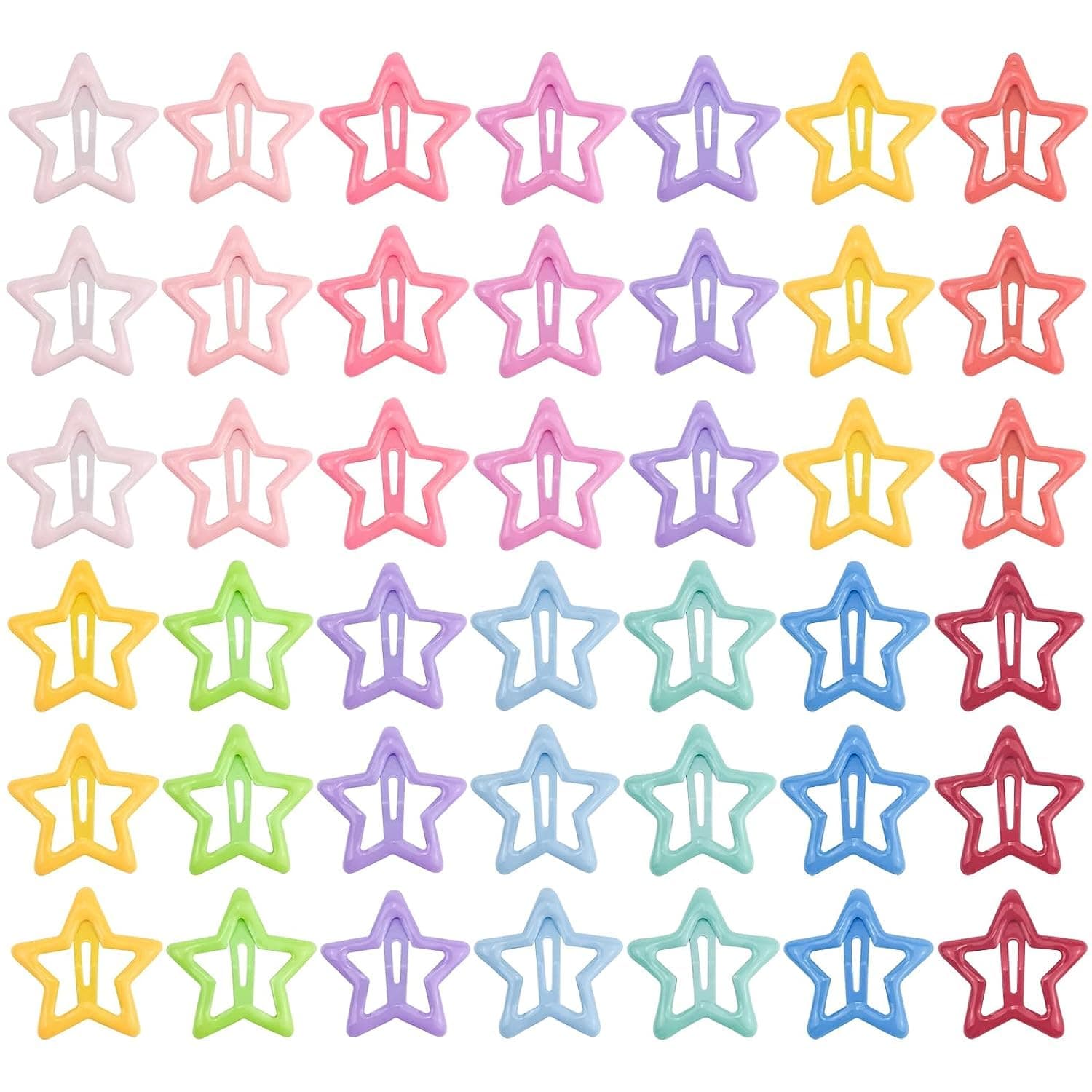 60 PCS Star Snap Hair Clips Non-slip Toddlers Colorful Cute Lovely Metal Hair Barrettes Hair Accessories for Women Girls (Style 8)