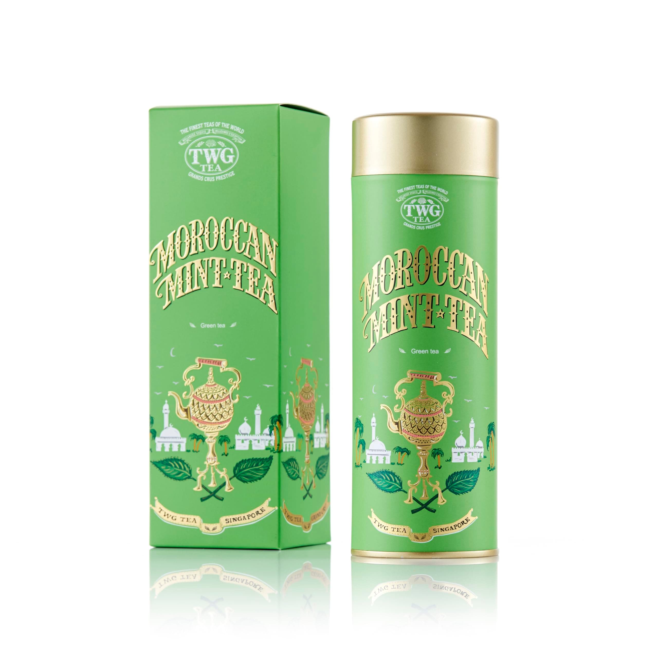 TWG Tea | Moroccan Mint Tea | Loose Leaf GreenTea | Spearmint Leaves | Haute Couture Tin, 100g | Gift Set