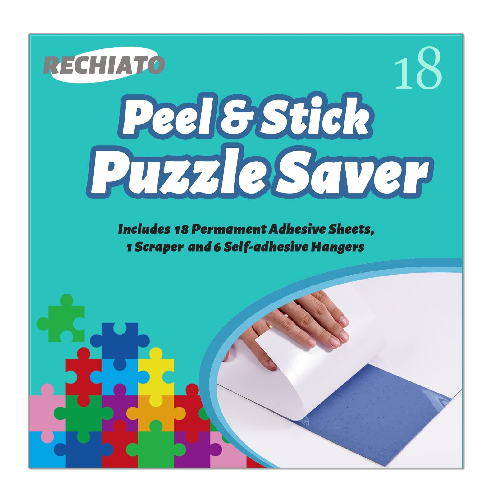Preserve 3 X 1000 Puzzle Glue Sheets, 18 Puzzle Saver Peel and Stick, Saver Sheets No Stress & No Mess,