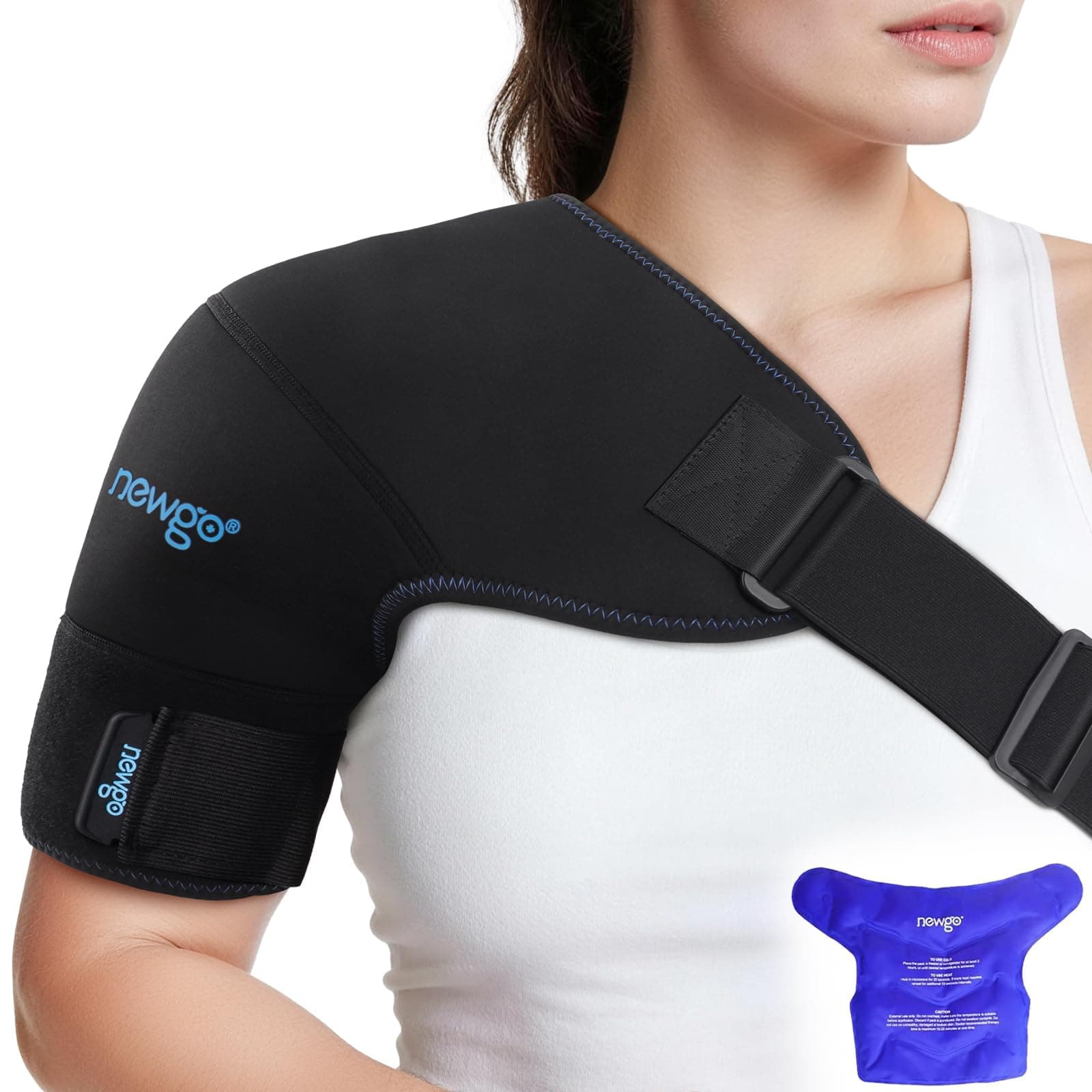 NEWGO Shoulder Ice Pack Wrap - FSA Eligible, Reusable Gel Cold Compression Sleeve for Rotator Cuff, Shoulder Surgery Recovery & Injuries, Tendinitis, Frozen Shoulder - Fits Both Shoulders