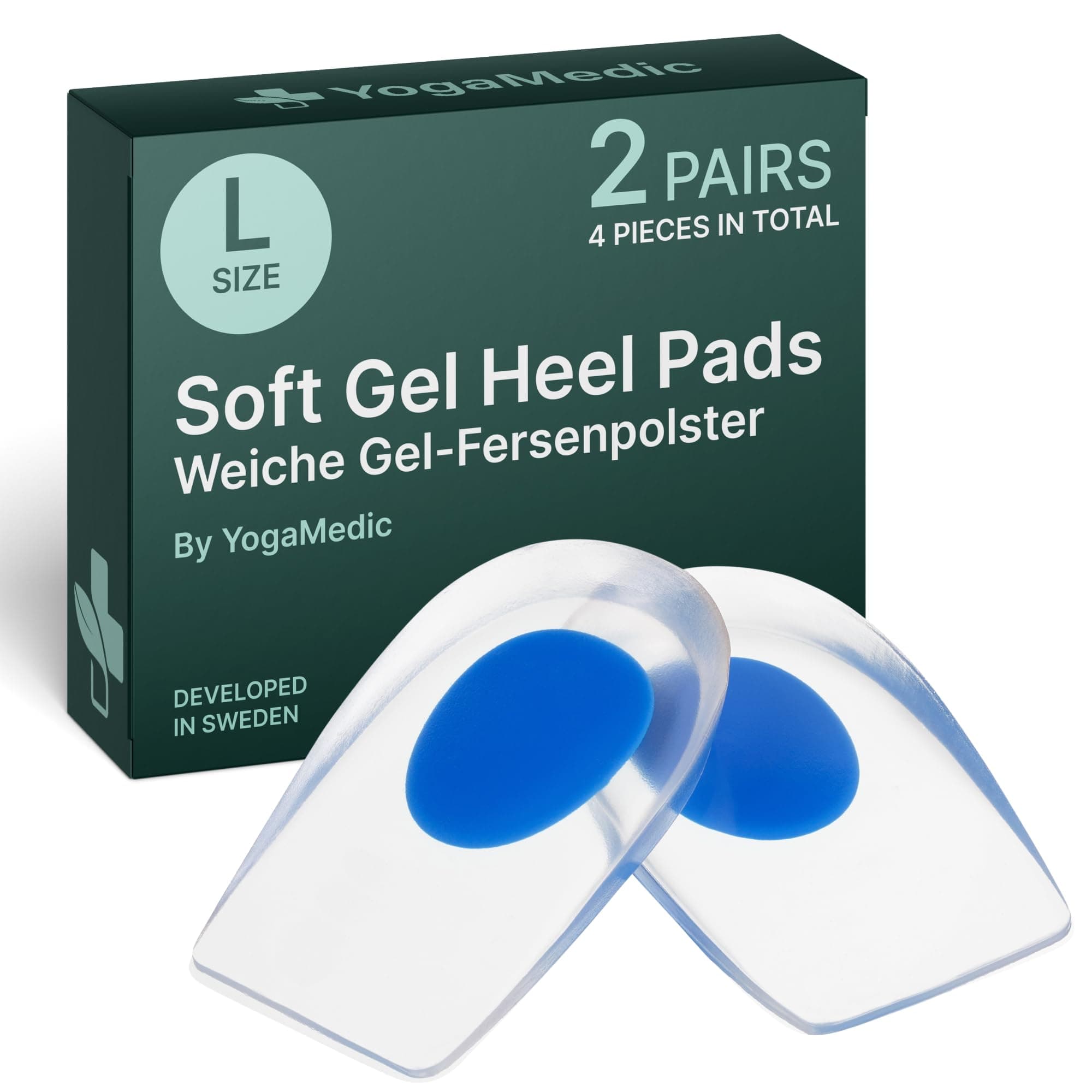 YogaMedic Shoe Heel Pad - 2 Pairs (4 Pieces) of Gel Shoe Pads | Plantar Tendonitis Relieves - Pressures & Pains - Comfort Heel Protector (Size 7-11)