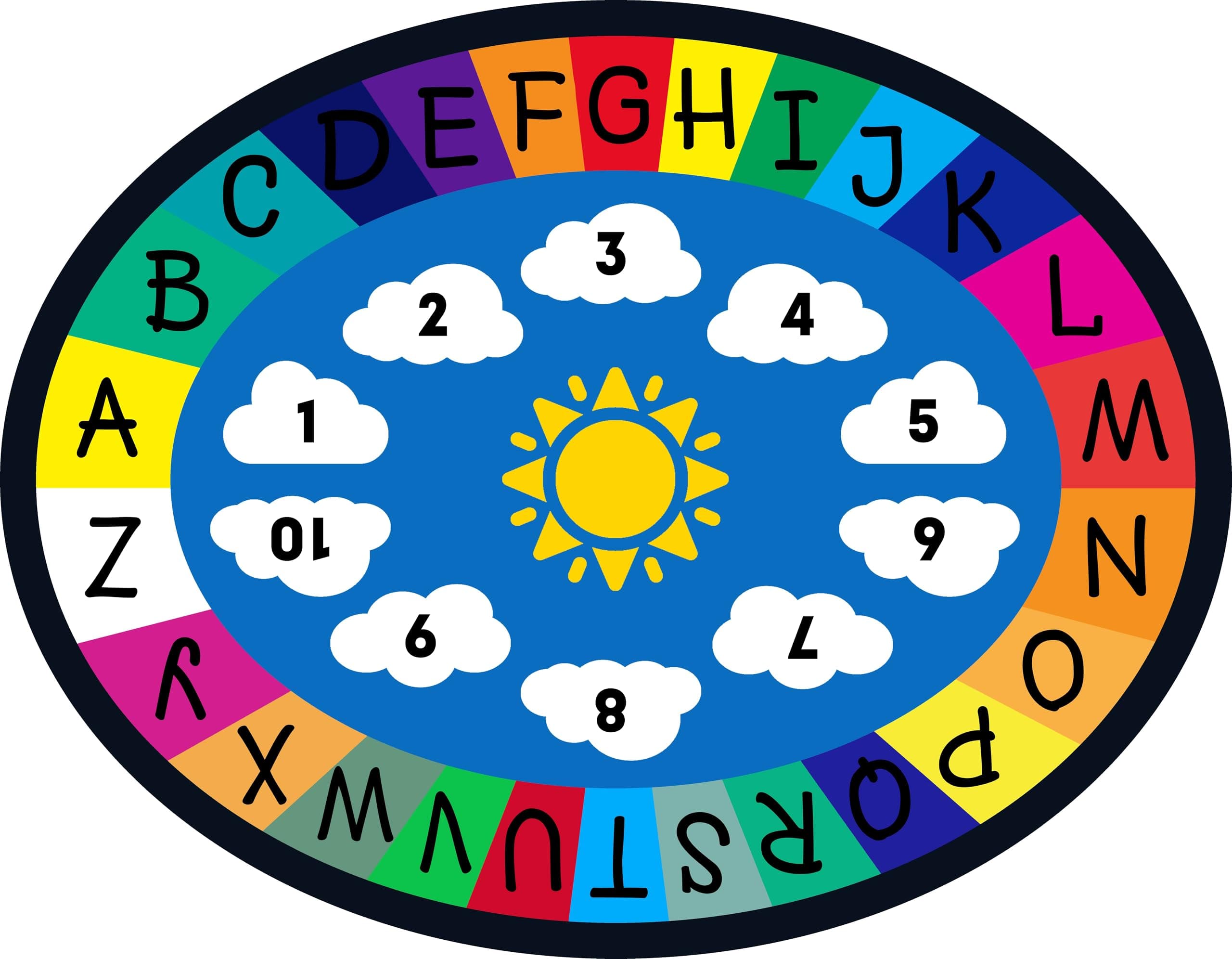 Genki - Kids Rugs for Playroom - ABC Learning Area Rug for Play Room, Classroom, Kindergarten, and Preschool - Kid Alphabet Educational Carpet for Childrens and Toddler Mat - Non Slip | 5'x6'6"