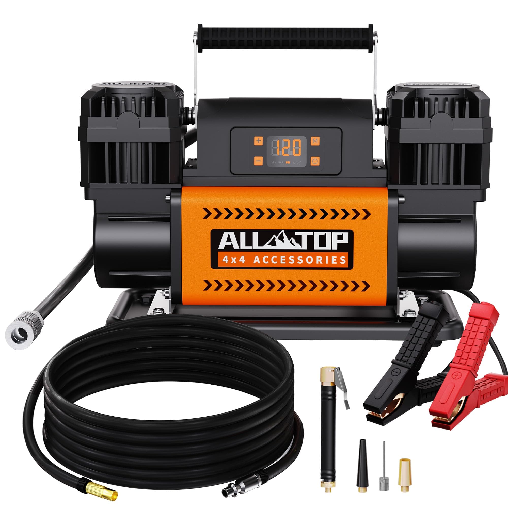 All-TOP 12V Air Compressor w/LCD Control Panel to Preset Target Pressure, 150PSI 12.35CFM Air Pump Inflator for Overland (Dual Cylinder)