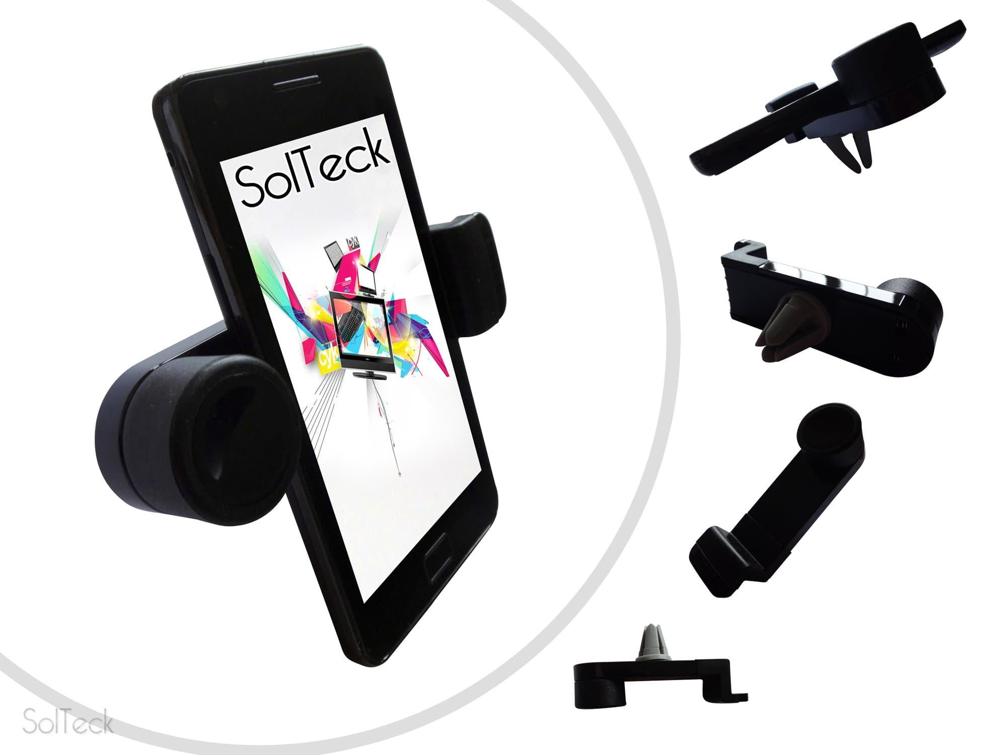 Air Vent Cell Phone Mount – Universal Holder – Car – 360 Degree Rotation – Best Design – Easy To Use – Simple Design - Portable - Fits most types of Mobiles – Smartphones - Apple iPhone – Samsung – HTC – Blackberry – Nokia – Improves Driver Visibility