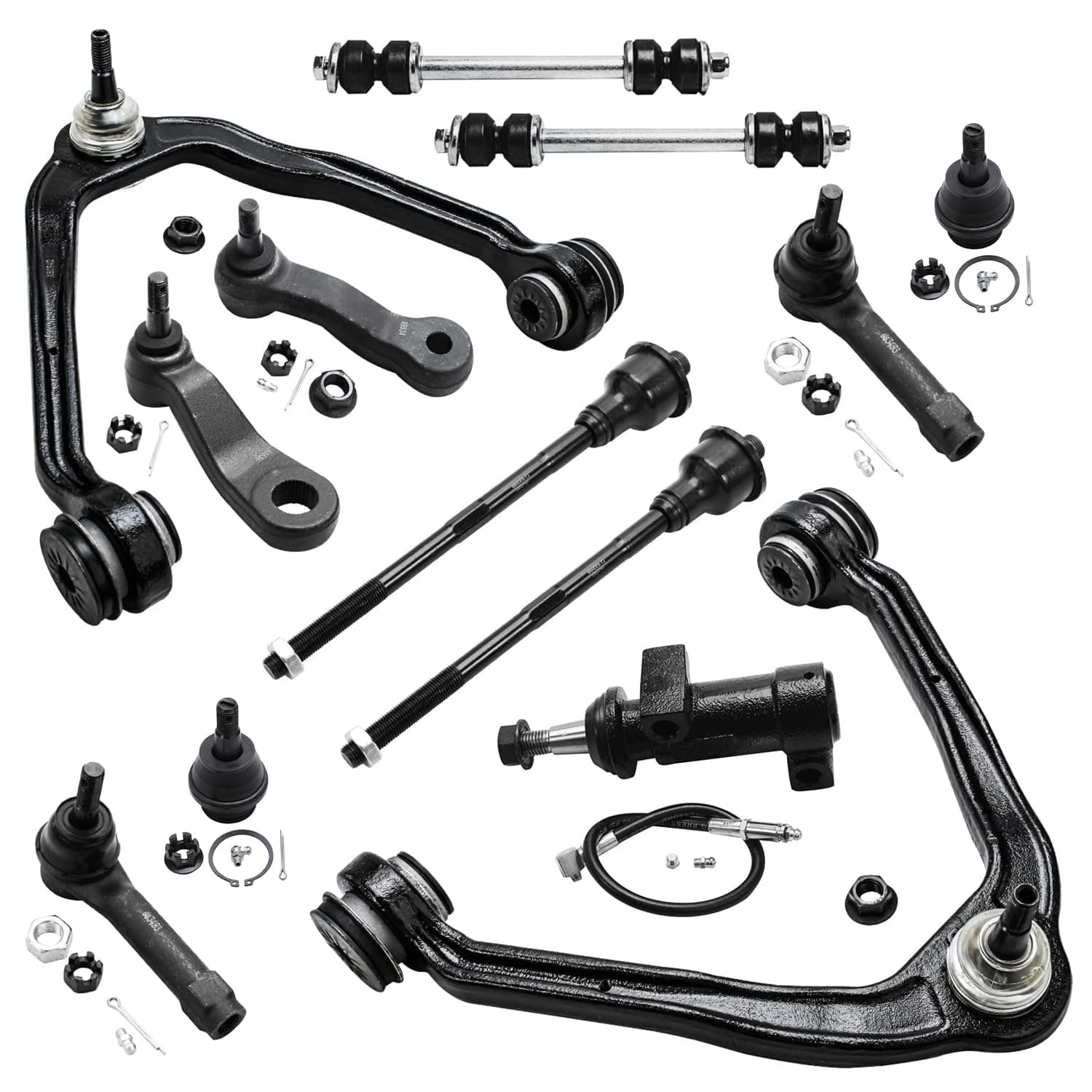 4WD Front Upper Control Arms + Lower Ball Joints Tie Rods Suspension Kit Replacement for Chevy Silverado Sierra Avalanche 1500 Tahoe - 13pc Set