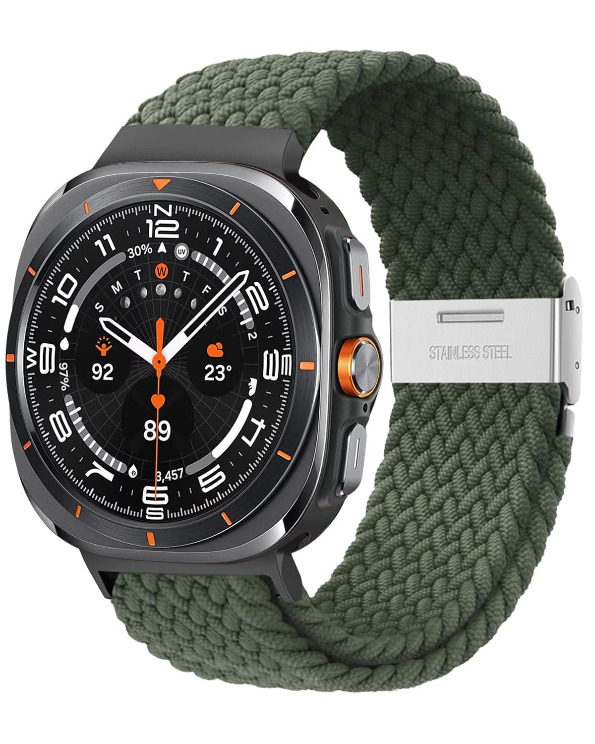 BandRain Stretchy Braided Band Compatible with Samsung Galaxy Watch 7 Ultra Bands 47mm, Smartwatch Replacement Elastic Nylon Sport Strap for Samsung Watch Ultra 2024 Men Women