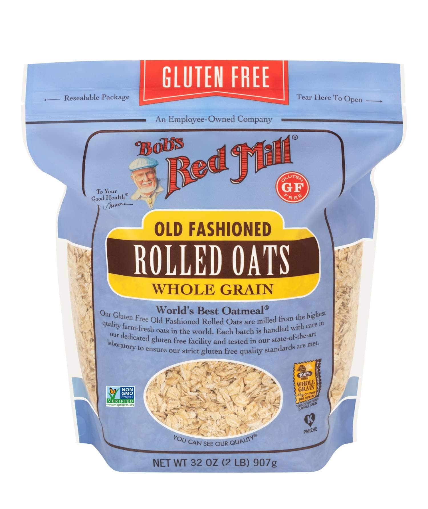 Gluten Free Old Fashioned Rolled Oats, 32oz (Pack of 1) - Non GMO, Whole Grain, Vegan, Kosher
