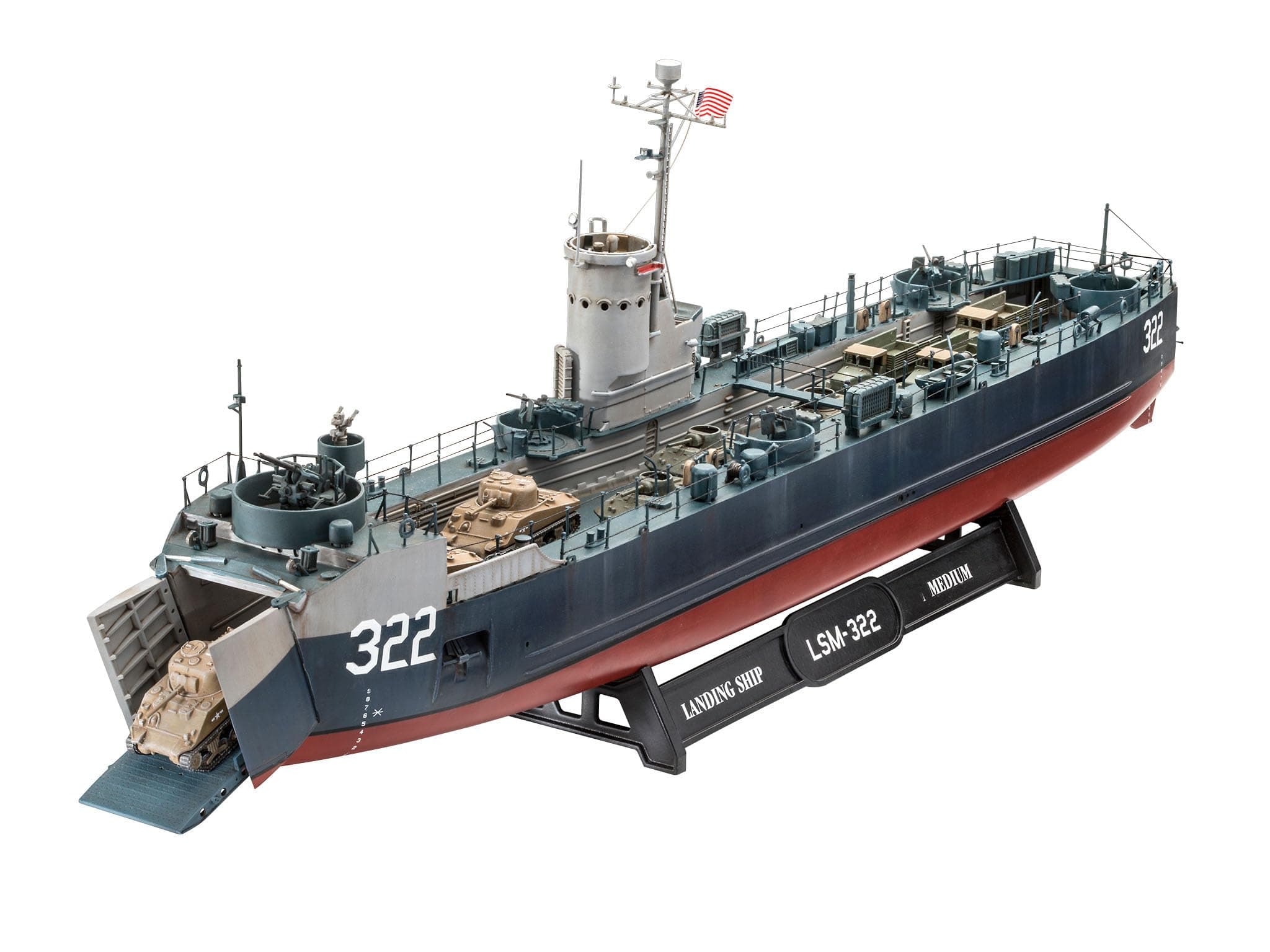 Revell RV05169 05169 US Navy Landing Medium (Bofors 40mm) Plastic Model kit 1:144 Scale, Unpainted