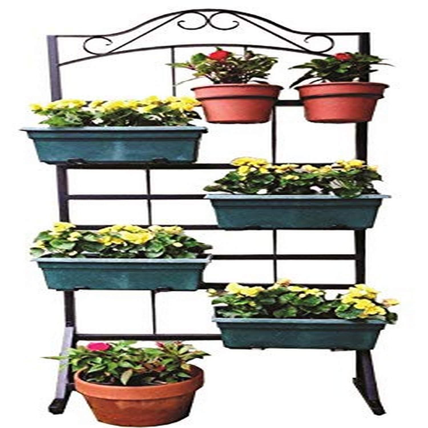 Deer Park Ironworks RN124B Deer Park Vertical Plant Stand (Black) River North Collection, 32" W x 20" D x 72" H