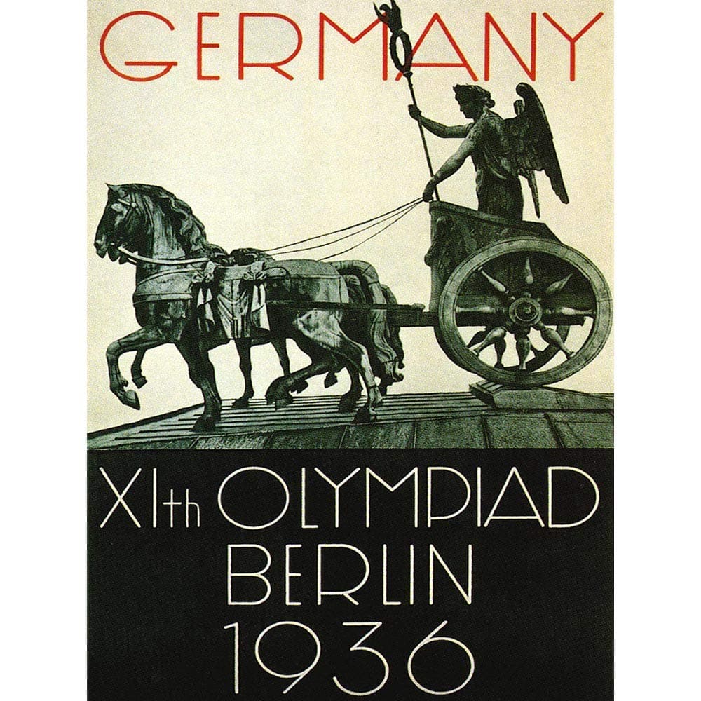 Wee Blue Coo Sport Advert 1936 Olympic Games Berlin Germany Statue Chariot Art Print Poster Wall Decor 12X16 Inch
