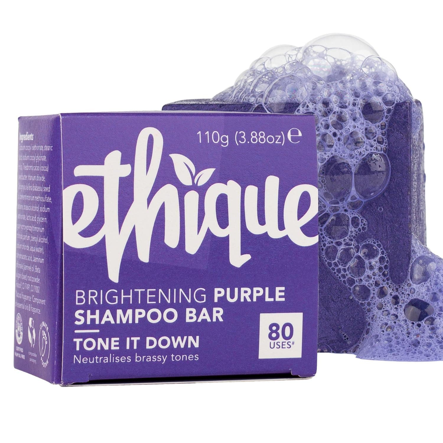 Brightening Solid Sulfate Free Purple Shampoo Bar for Blonde and Silver Hair (80 Washes) - Tone It Down - Vegan, Eco-Friendly, Plastic-Free, Cruelty-Free