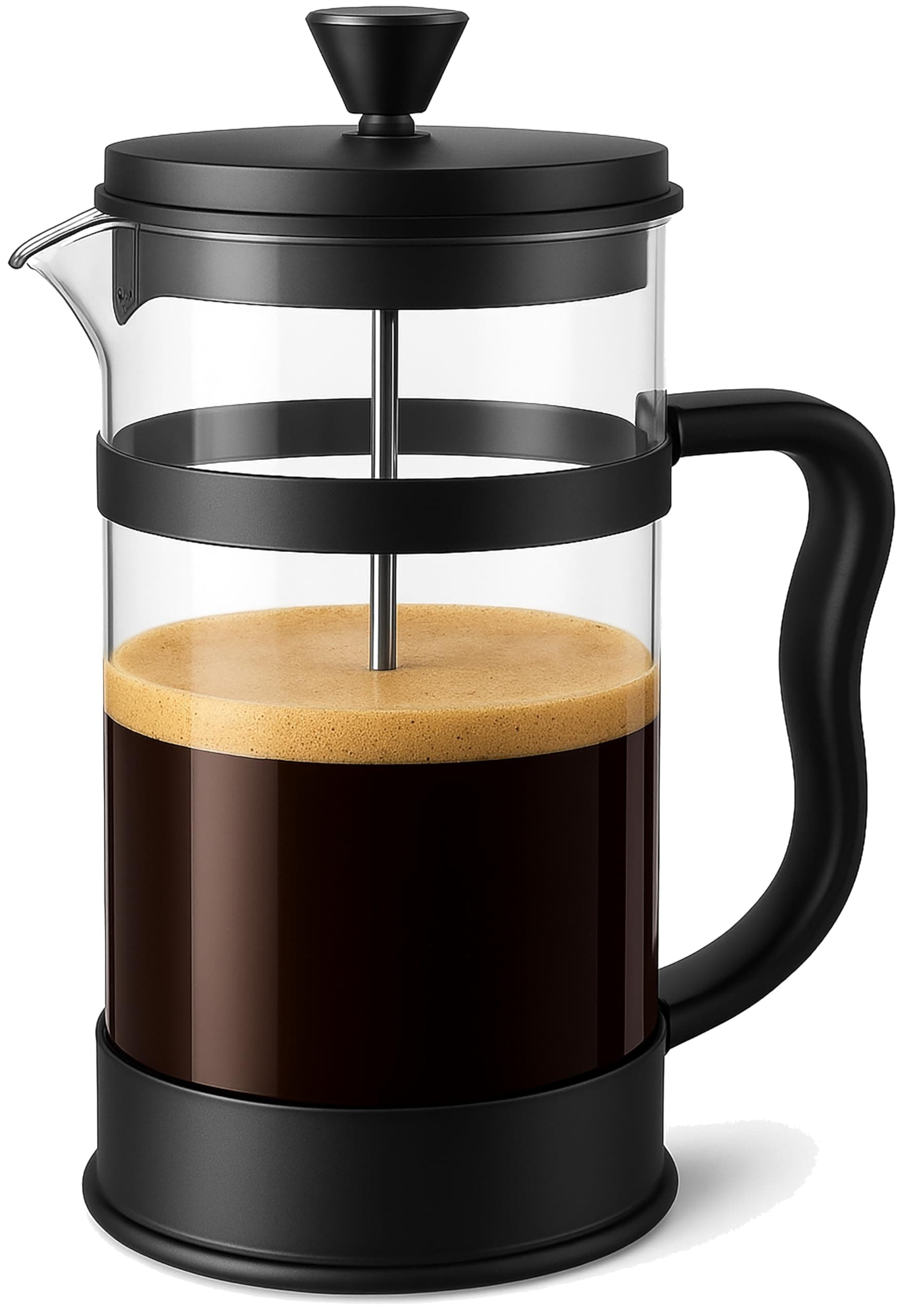 Borosilicate Glass French Press Coffee Maker 34 Oz, Heat-Resistant Cafetiere & Tea Maker, Thickened Glass Coffee Press for Travel and Camping, Black