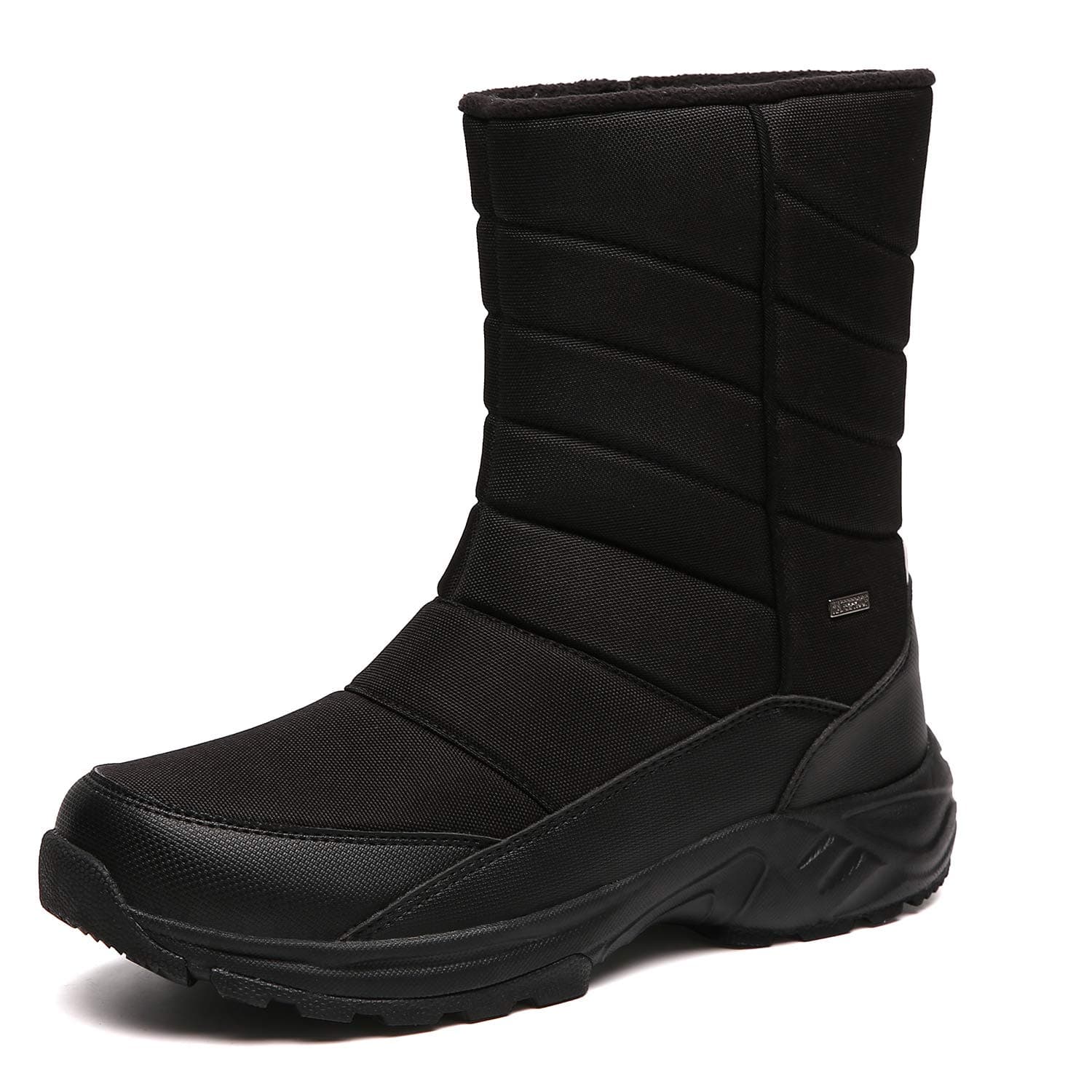 Mens Winter Mid-Calf Snow Boot Fur Warm Waterproof Slip On Outdoor Athletic