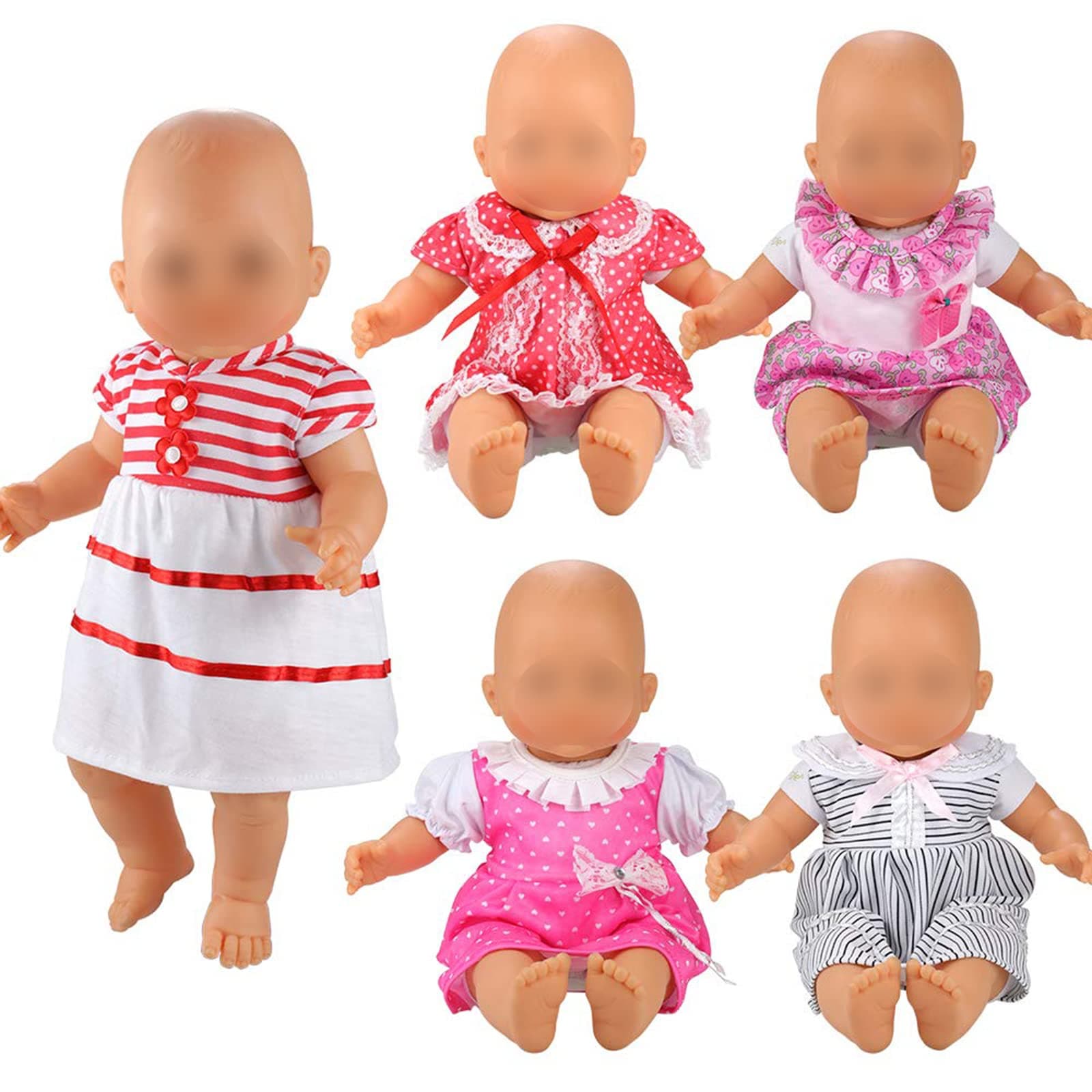 BARWA Handmade 5 Pcs Dresses Clothing Lovely Clothes Costume for 14 to 16 Inch Doll and 18 Inch Doll