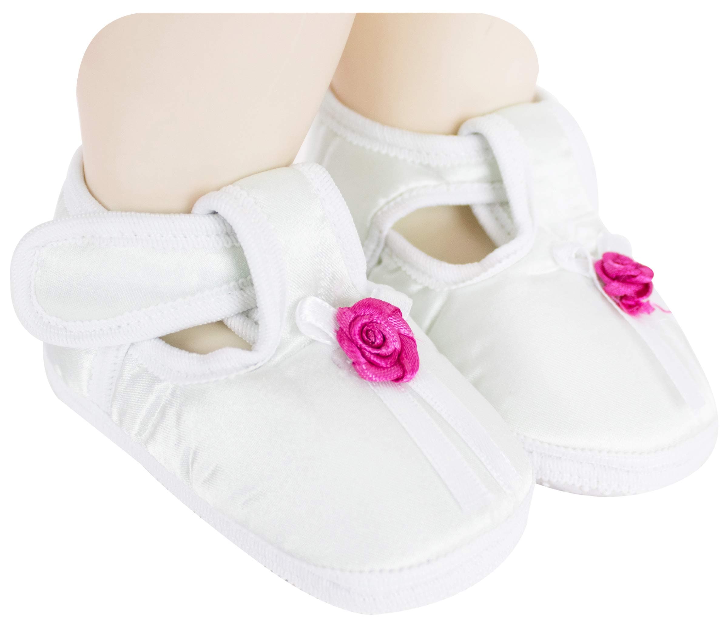 Neska ModaBaby Girls Satin Sandal Booties For 6 To 12 Months (White) -BT720