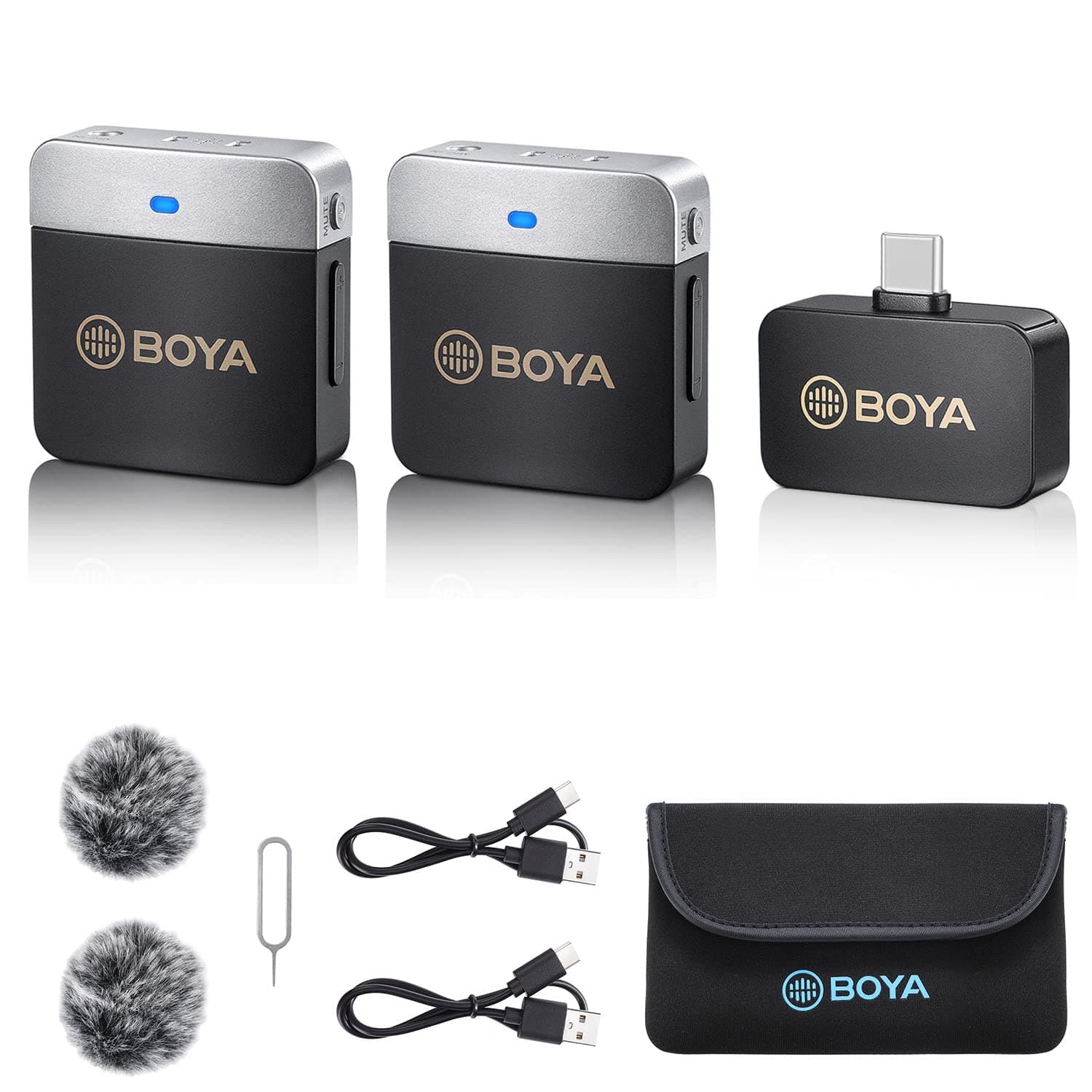 Boya Wireless Lavalier Microphone for Android Phone Plug Play USB-C Lapel Microphone Noise Cancellation Cordless Clip on Mic for Video Recording Interview YouTube Vlogging Live Streaming BY-M1V4