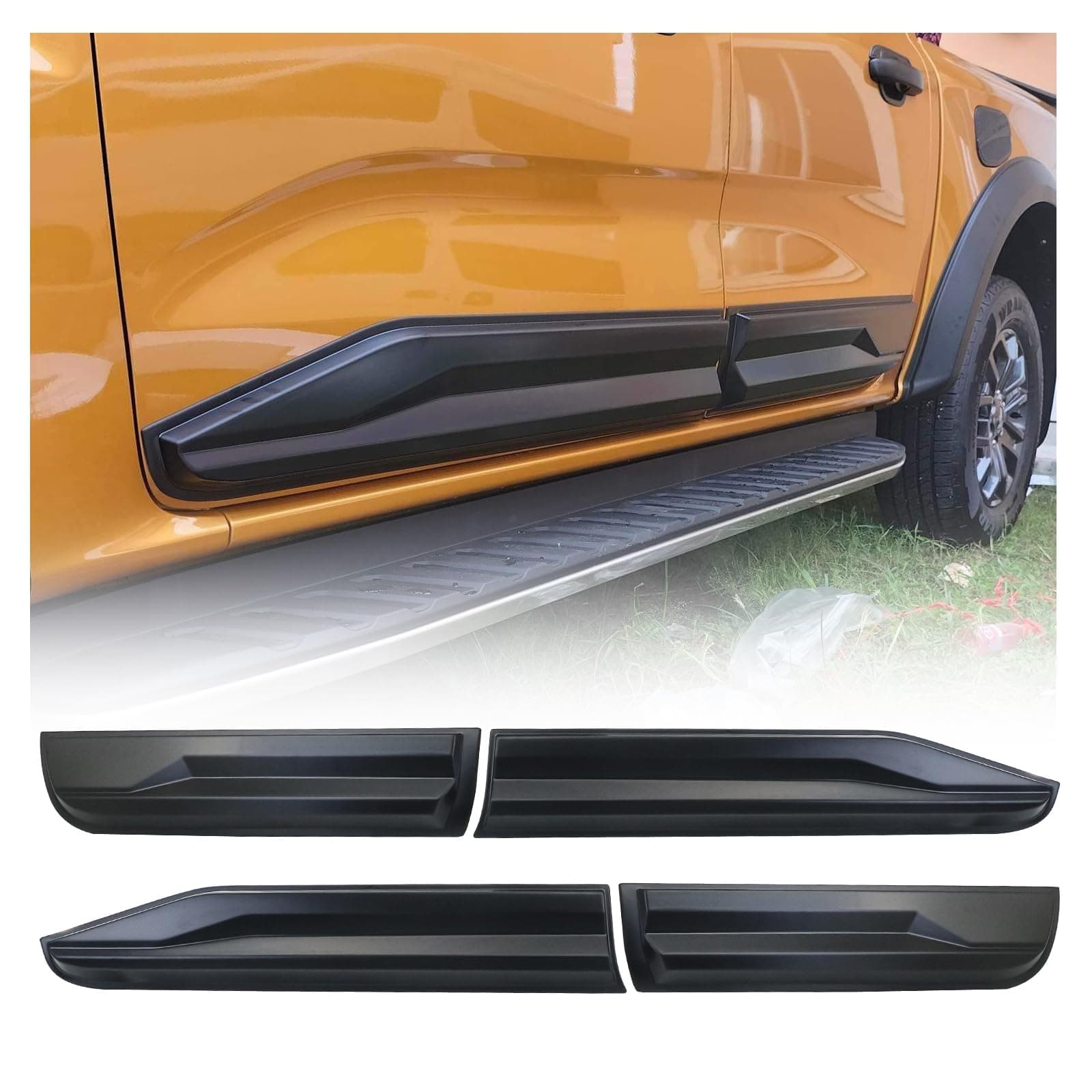 Door Cladding for Ford Ranger, 2023-2026 T9 Ranger Wildtrak Raptor Platinum XLT XL Tremor 4X4 Side Doors Protector Moulding Body Parts Kit Trim Strip Shield Pannels (-Ford Ranger Accessories)