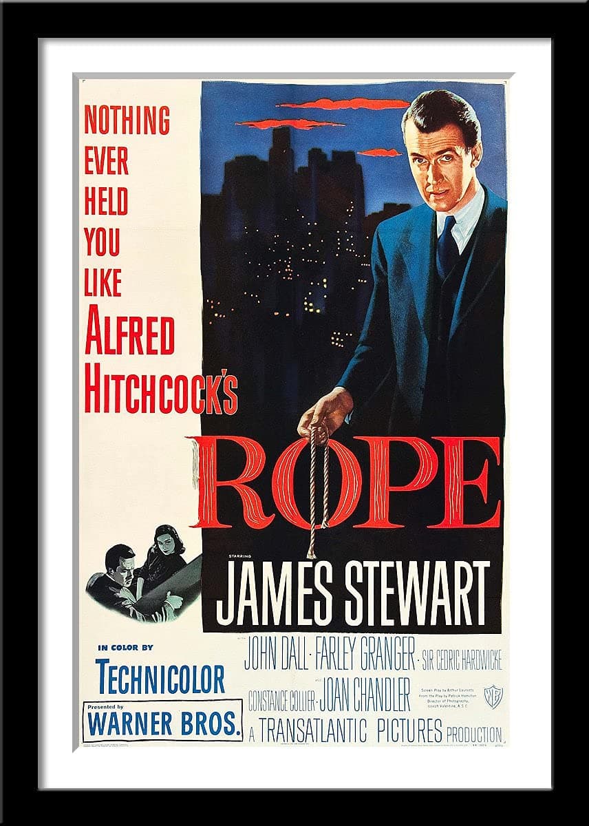 Tallenge - Rope - Cary Grant - Alfred Hitchcock - Classic Hollywood Suspense Movie Poster - Small Framed Poster(Paper,12x17 inches, Multicolour)