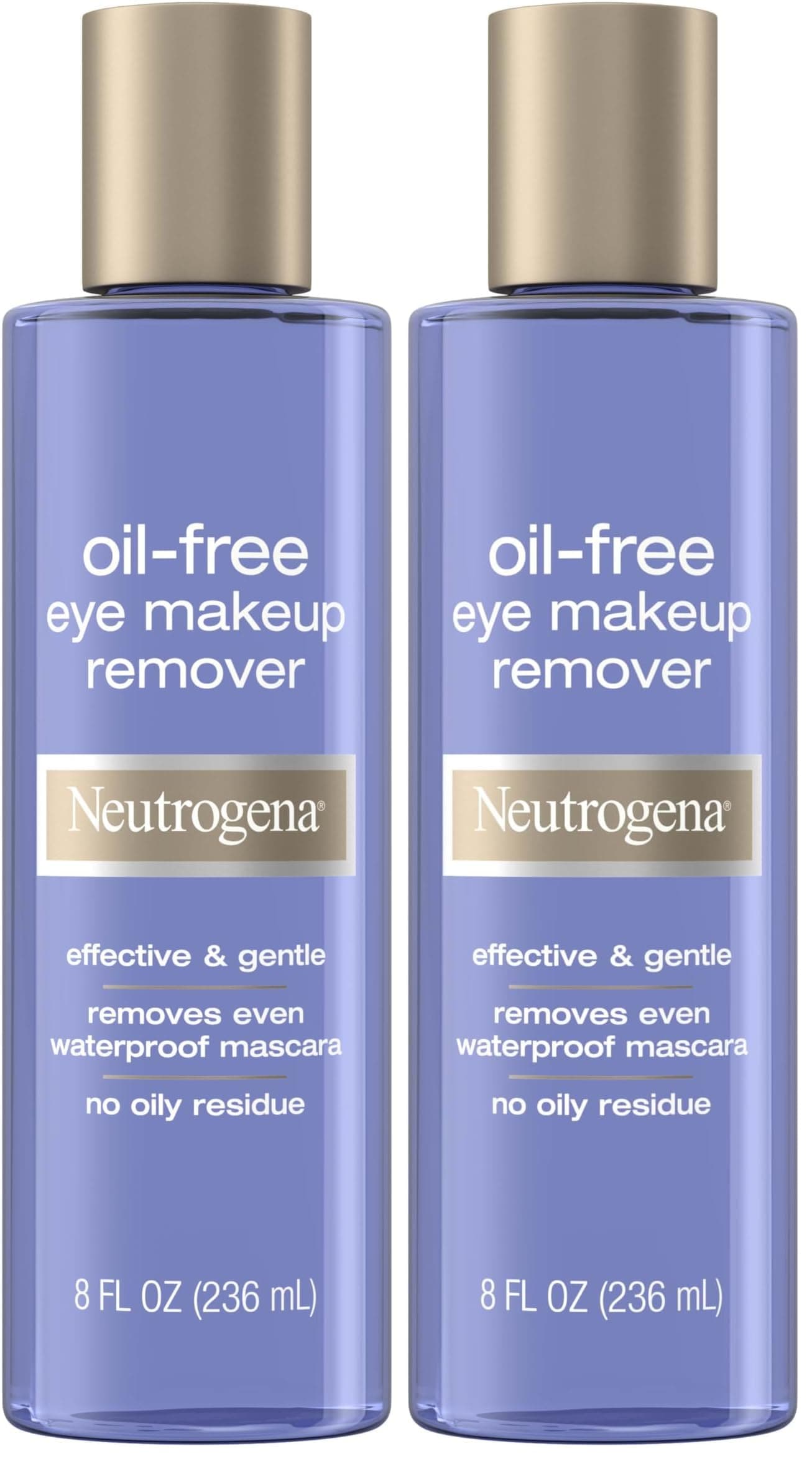 Gentle Oil-Free Eye Makeup Remover & Cleanser for Sensitive Eyes, Dissolves Waterproof Mascara, Dermatologist & Ophthalmologist Tested, 8 fl. oz (Pack of 2)