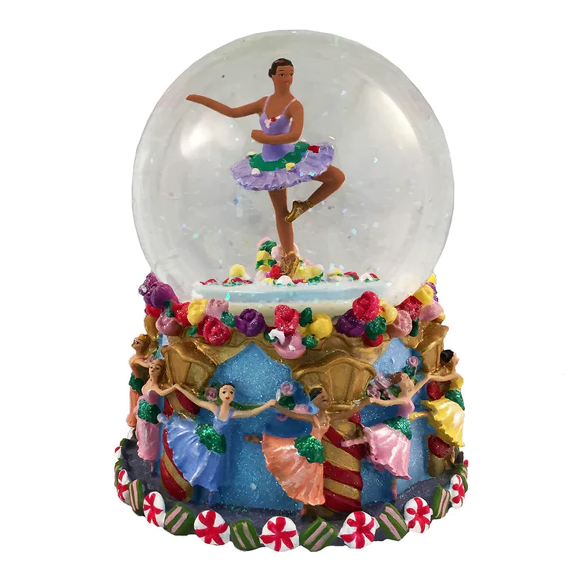 Nutcracker Ballet Gifts, Snow Globe Christmas, Musical Globes with Spinning African American Ballerina, Music by Tchaikovsky Waltz of The Flowers Ornament, Holiday Home Decor Nutcracker Gifts, 6”x 5