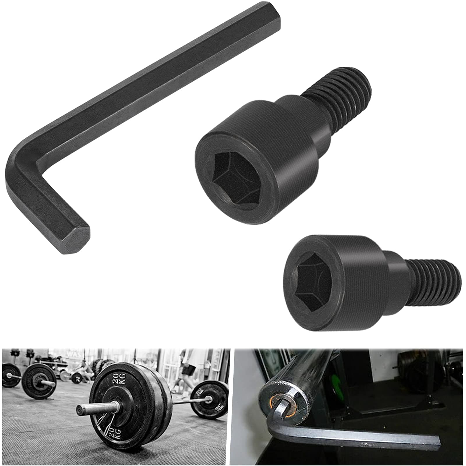 Replacement Hex Bolts & 12mm Hex Allen L-Wrench Tool Perfect for Olympic & Curl Bars