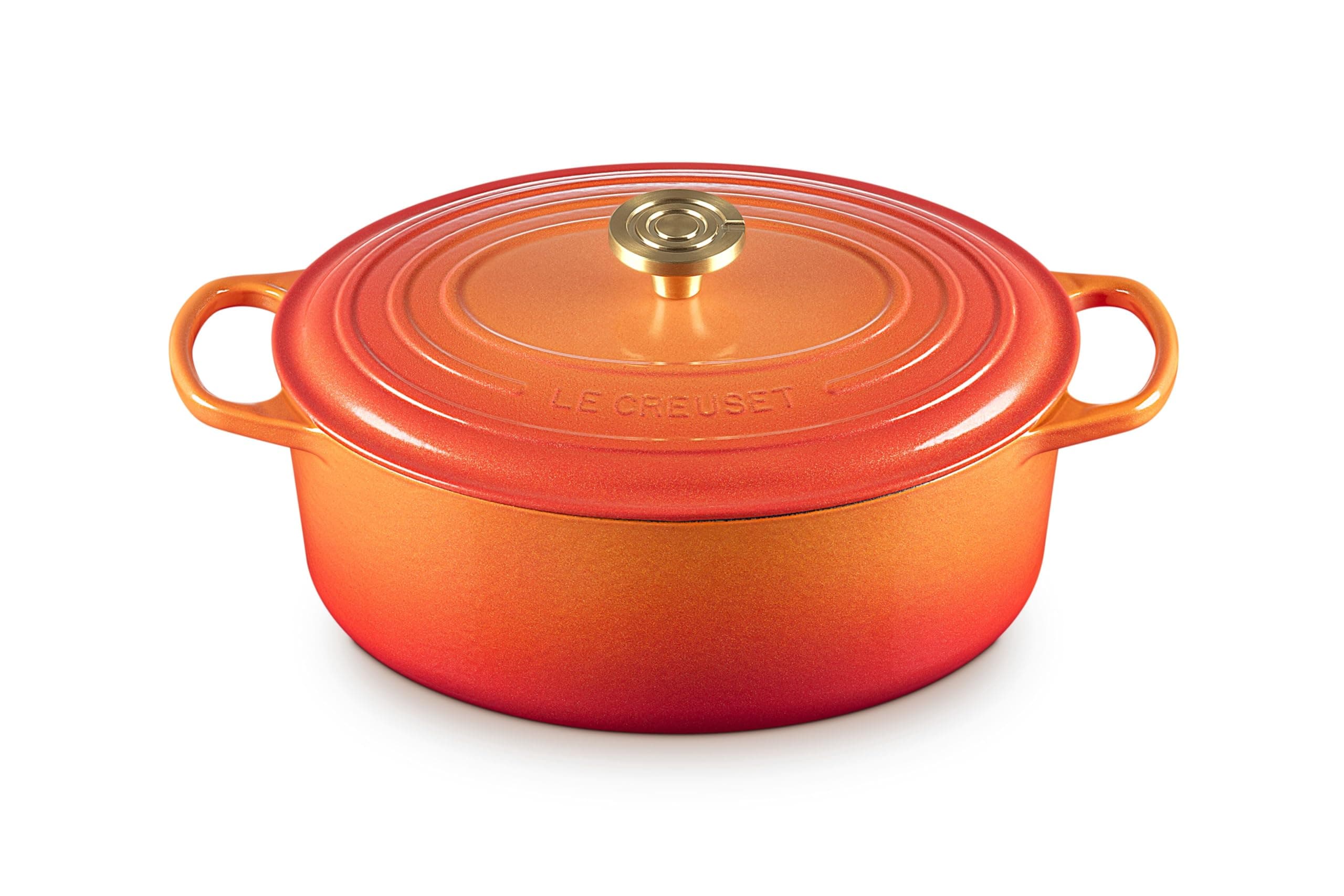 Enameled Cast Iron Signature Oval Dutch Oven, 6.75 qt., Flamme Doree with Crucible Knob