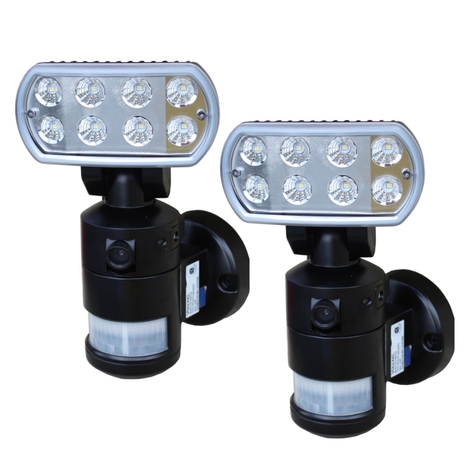 Versonel Nightwatcher Pro Motorized LED Security Motion Tracking Flood Light with Color Camera VSLNWP702B Black, 2 Pack