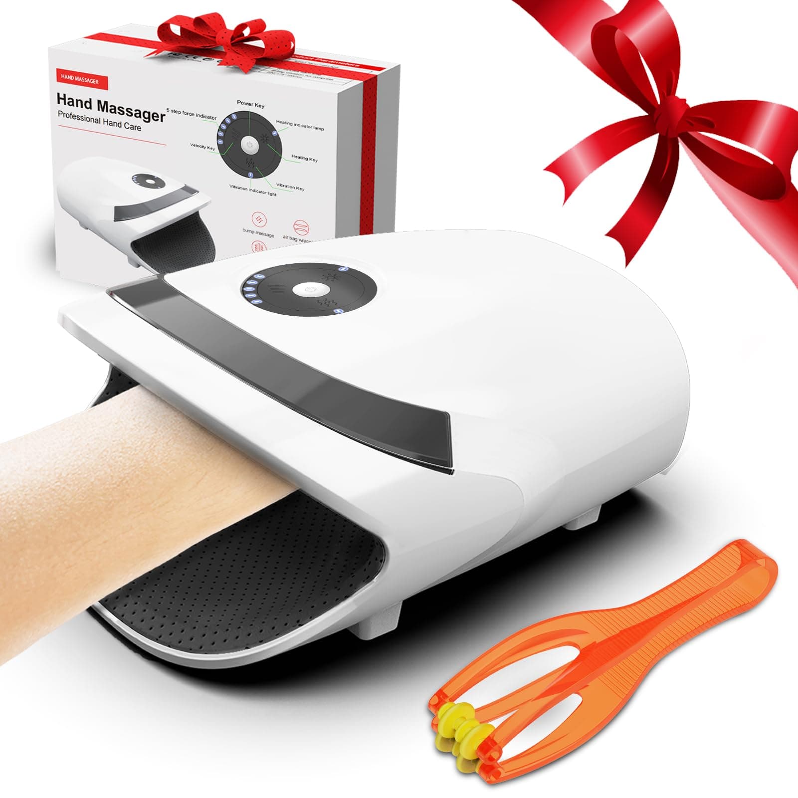 Xllent Hand Massager with Compression & Heating,Mothers Day Gifts for Him and Her,Electric Hand Massager for Arthritis and Carpal Tunnel,Gifts for Women Men Her Him(White)