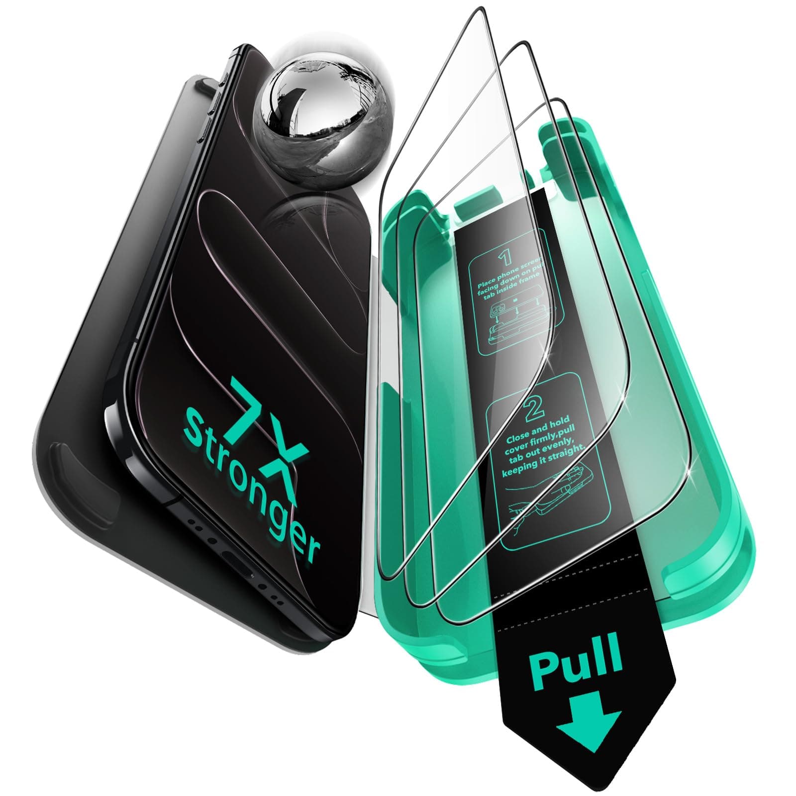 ESR 3 Pack 9H+ Glass for iPhone 15 Pro Max Screen Protector, [Military Grade Shatterproof & Longest Durable] Armorite Ultra-tough Full Coverage Tempered Glass with UltraFit Tray