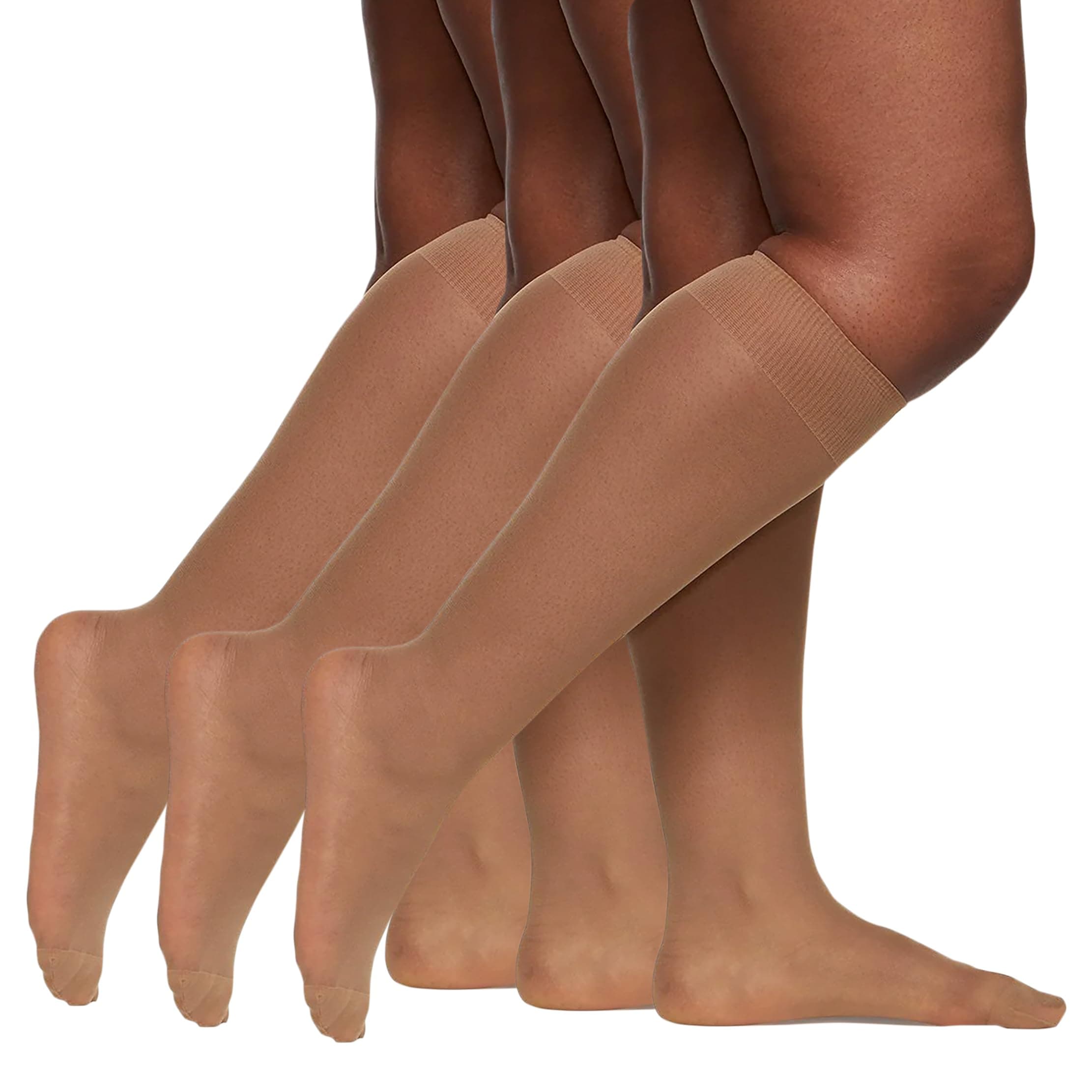 Women's Berkshire Plus Size All Day Sheer Knee Highs - Reinforced Toe - 3 Pack - 6728
