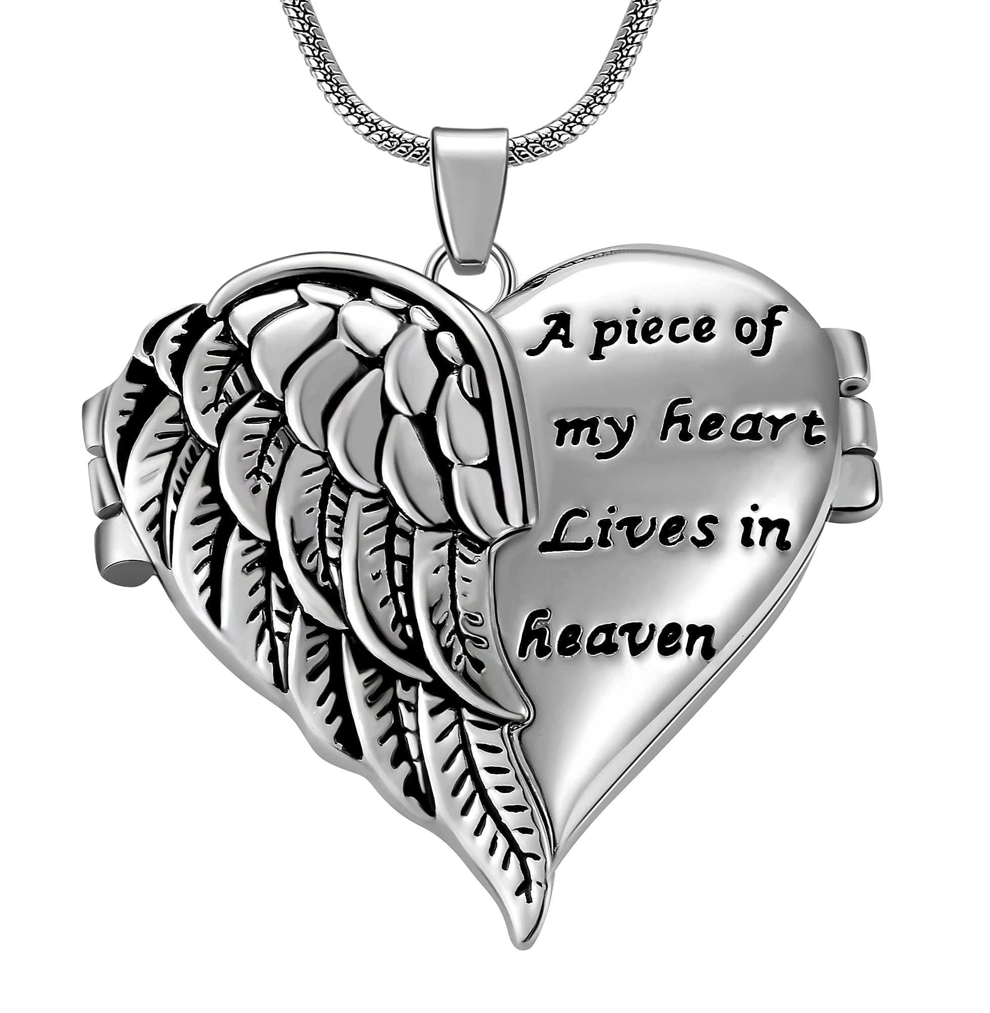 Cring Coco Womens Girls Locket A Pice of My Heart in Heaven Memorial Cremation Pendant Necklace