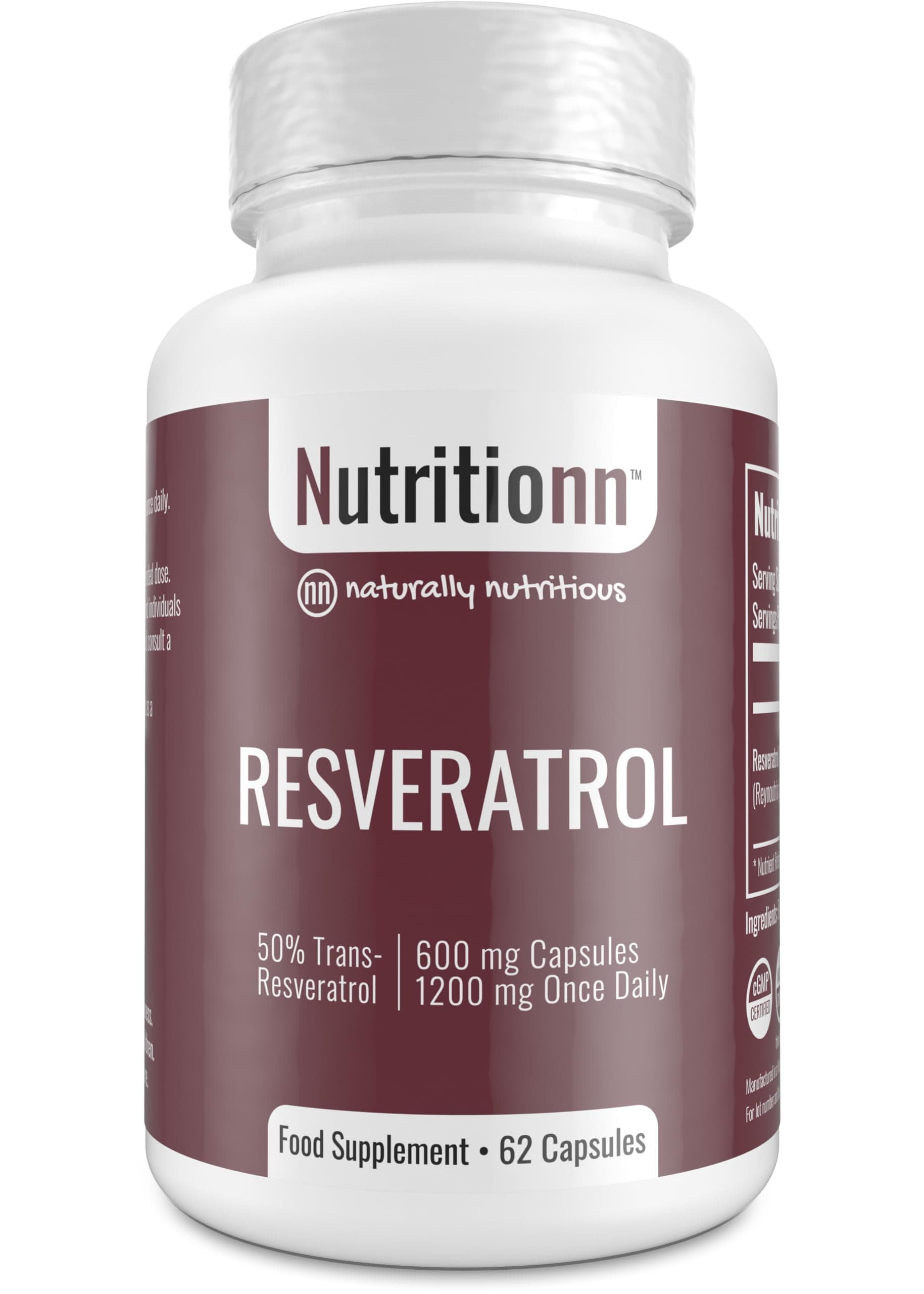 Resveratrol by Nutritionn - Natural Trans-Resveratrol Capsules - Premium Health Supplement