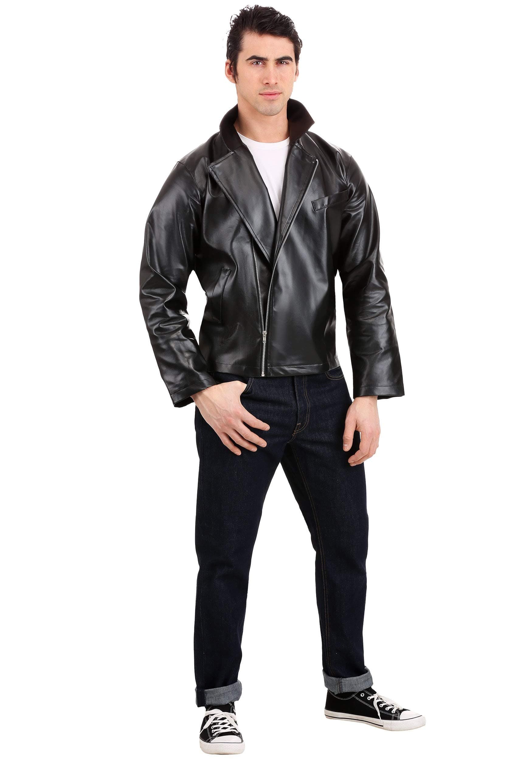 T-Birds Jacket for Men | Adult Grease Costume | 50s Sock Hop Dance Outfit | Danny Zuko Faux Leather Coat