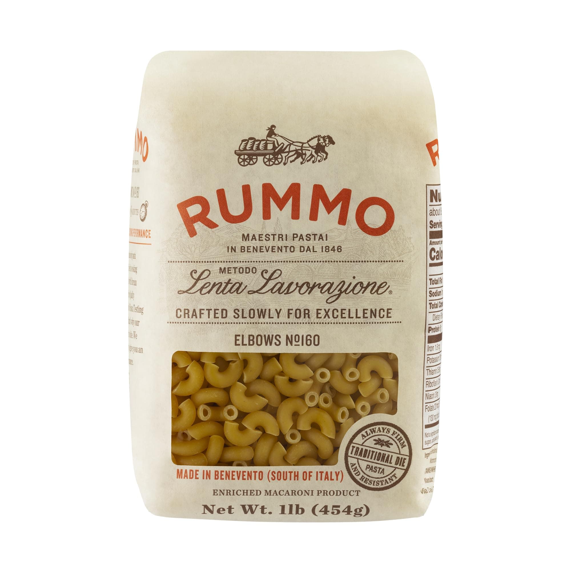 Rummo Elbows Pasta N.160 - Elbow Macaroni Pasta Noodles, Elbow Noodles, Durum Wheat Pasta, Italian Pasta, Dry Pasta - 16 Ounce (Pack of 1)