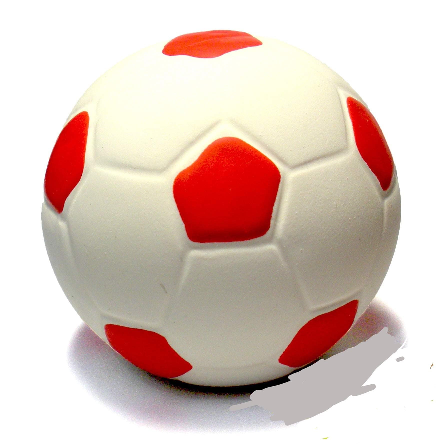 WantChewSoccer Latex Ball Dog Toy, White with red