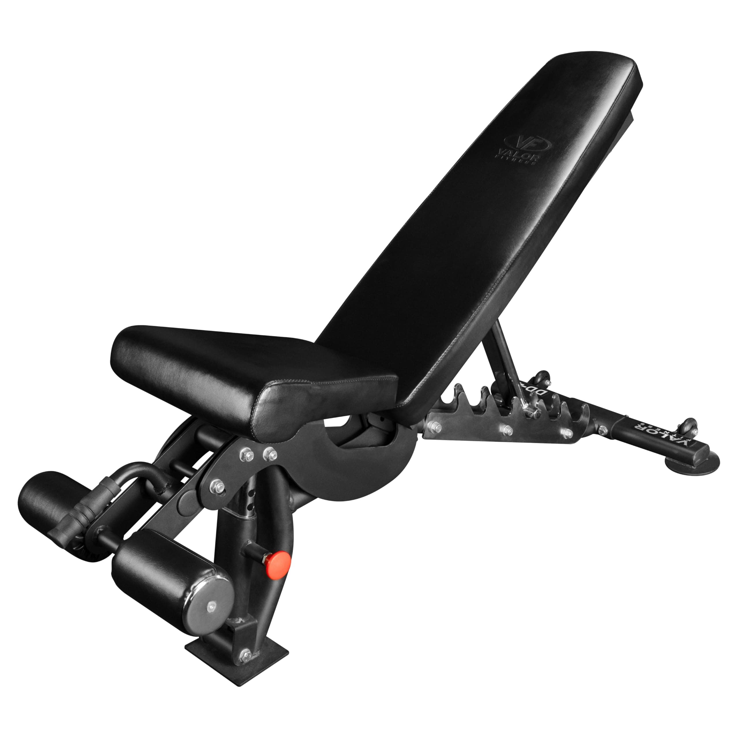 Valor Fitness Adjustable Weight Bench with Leg Support – 7 Position Flat Incline Decline Bench with Wheels for Home Gym Strength Training – 1,000 lb Max Weight