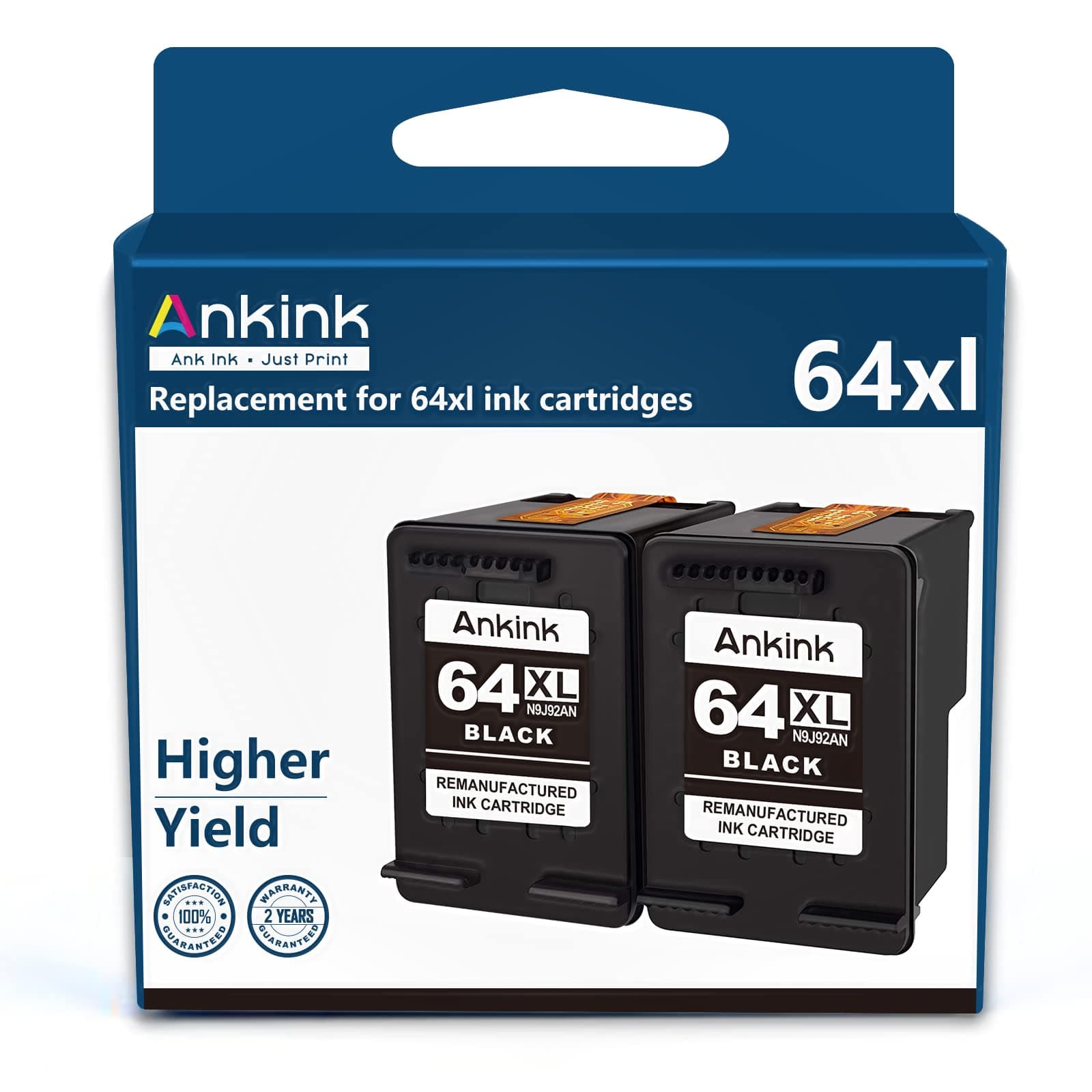 64XL Ink Cartridges Replacement for HP 64 Black Ink Cartridge 64XL HP64 HP64XL (Black,2-Pack) Work with Envy Photo 7858 7855 7120 7155 7158 7164 6255 6252 6232 Envy Inspire 7955e Printers