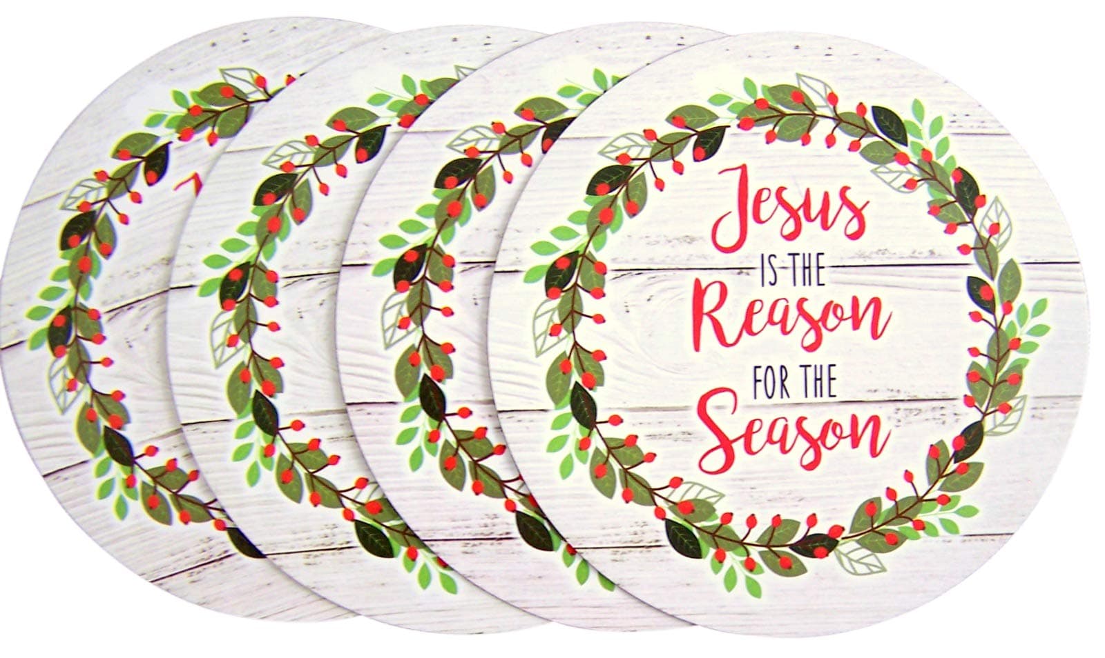 Jesus is the Reason for the Season Religious Christmas Magnet, 3 Inch, Pack of 4