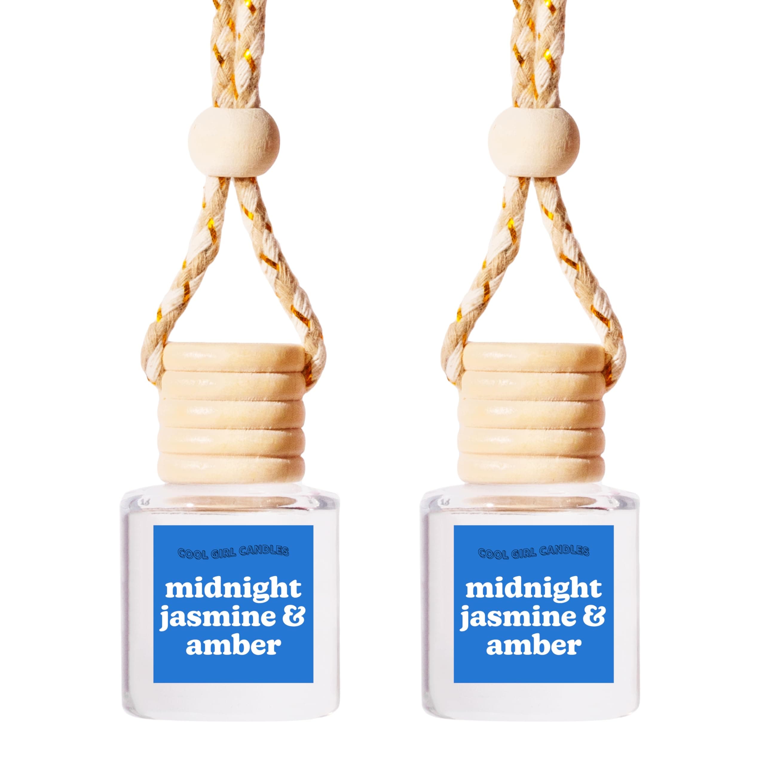 COOLGIRLCANDLES Midnight Jasmine & Amber Car Hanging Fragrance Oil Air Freshener for Essential Oils, Long Lasting Car Diffuser Bottle
