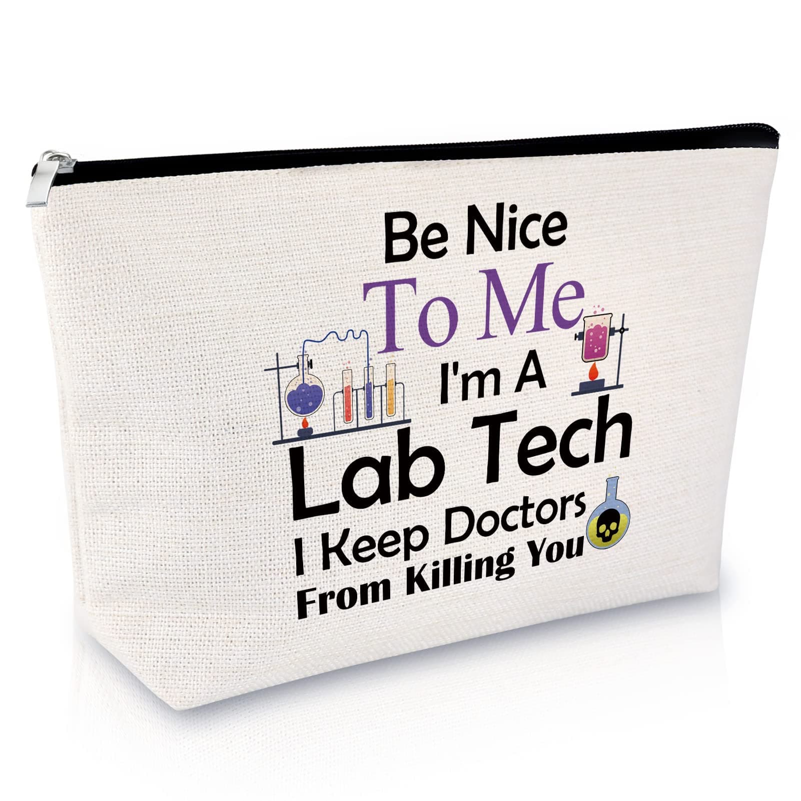 Sfodiary Laboratory Technician Makeup Bag Lab Technician Appreciation Gift for Women Scientist Cosmetic Bag Lab Week Graduation Christmas Birthday Presents Zipper Travel Pouch