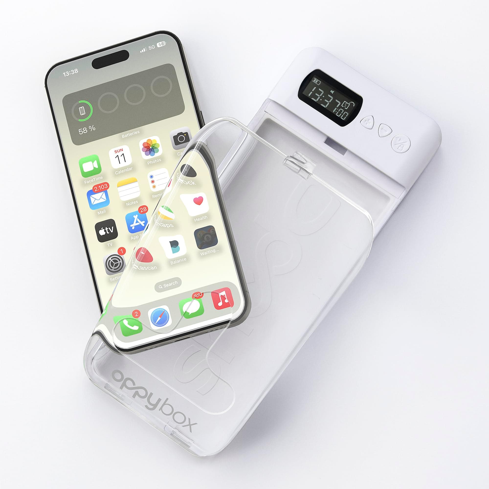 OppyBox – Phone Lock Box with Timer, Phone Jail - ADHD Friendly - Screen Time Control for Improving Life Habits – Helps Reducing Levels of Anxiety, Stress & Depression