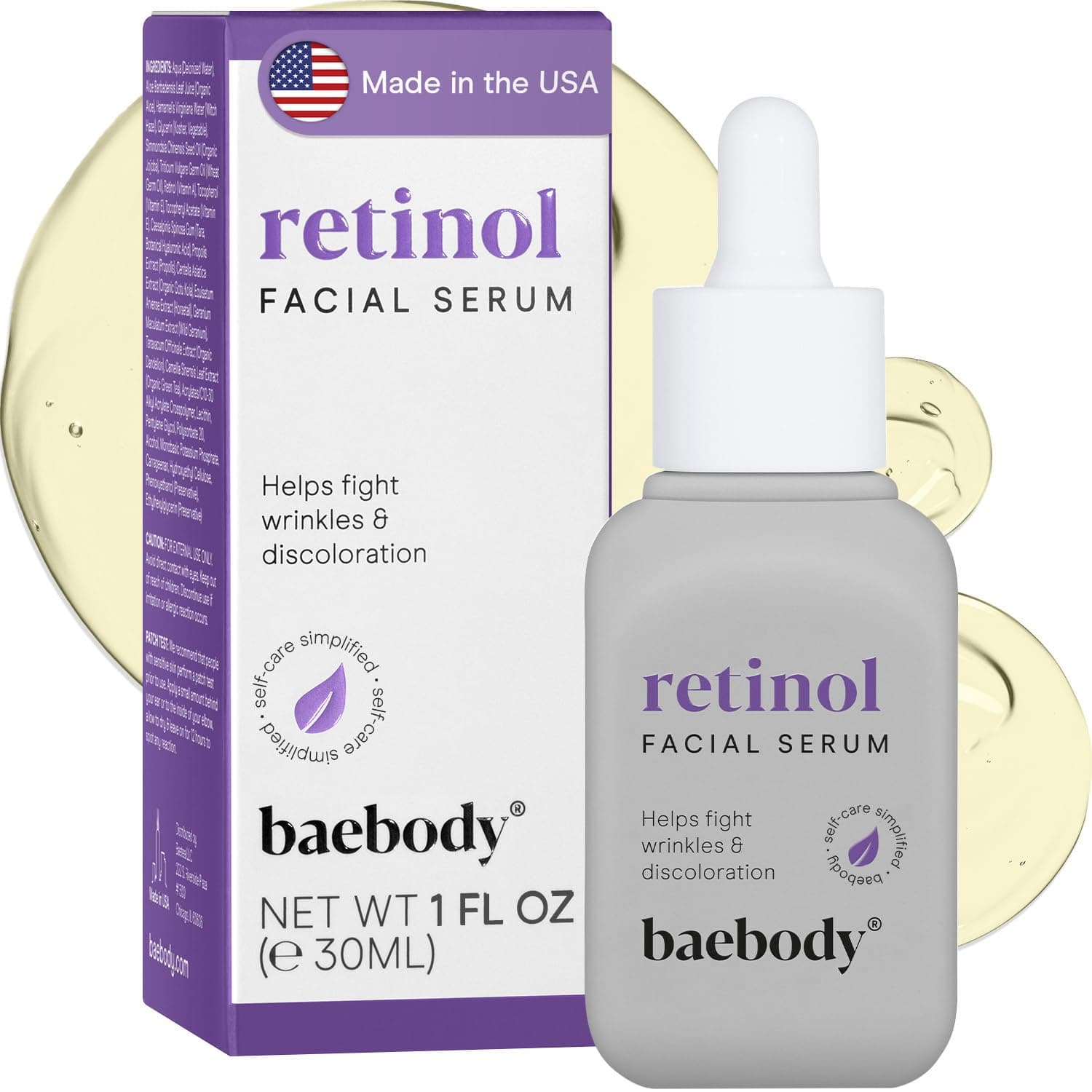 Baebody Retinol Topical Facial Serum with Vitamin E, Hyaluronic Acid & Jojoba Oil, 1 Ounce