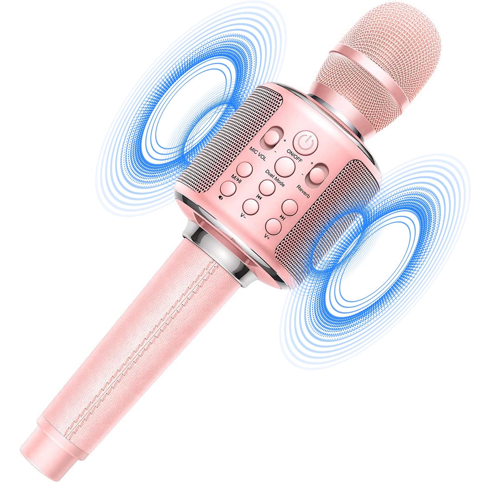 XZL Bluetooth Karaoke Microphone for Kids & Adults, Wireless Rechargeable Mic with Built-in Stereo Speaker, Echo｜Duet Mode｜Recording｜Music Playback, Premium Leather Handle, Portable Storage Case