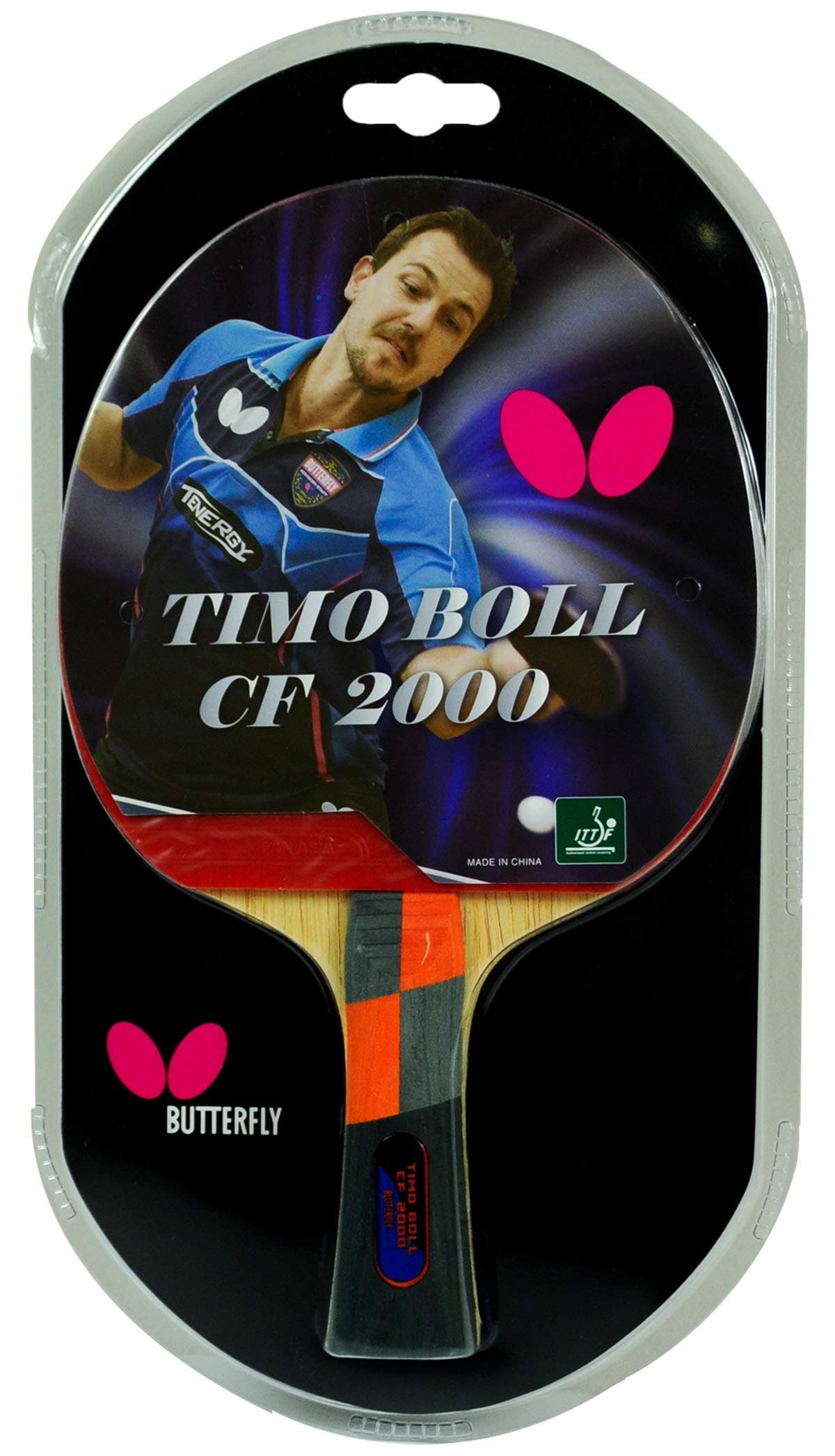 Timo Boll Carbon Fiber Ping Pong Paddle | ITTF Approved Table Tennis Racket | Ping Pong Sponge and Rubber | Carbon Layers in Ping Pong Racket for Power | Professional Ping Pong Paddle