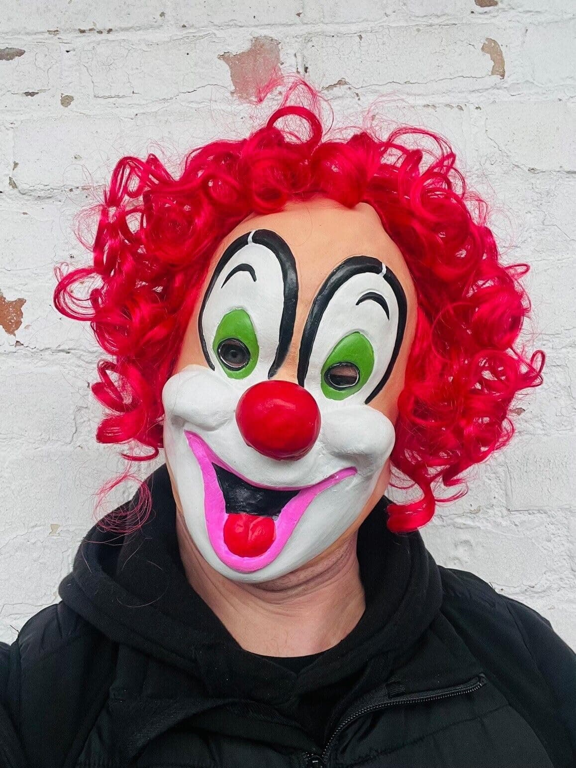 Rubber Johnnies Happy Smiling Clown Mask, Classic Vintage, Latex, Adult, Full Head, Clowns Resurrection, Halloween Masks