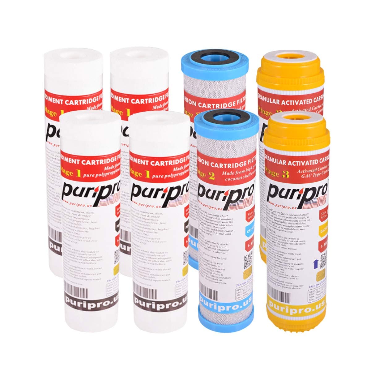 Puri Pro Reverse Osmosis Filter Cartridges Economy Pack Sediment, Carbon and GAC Filter Brand