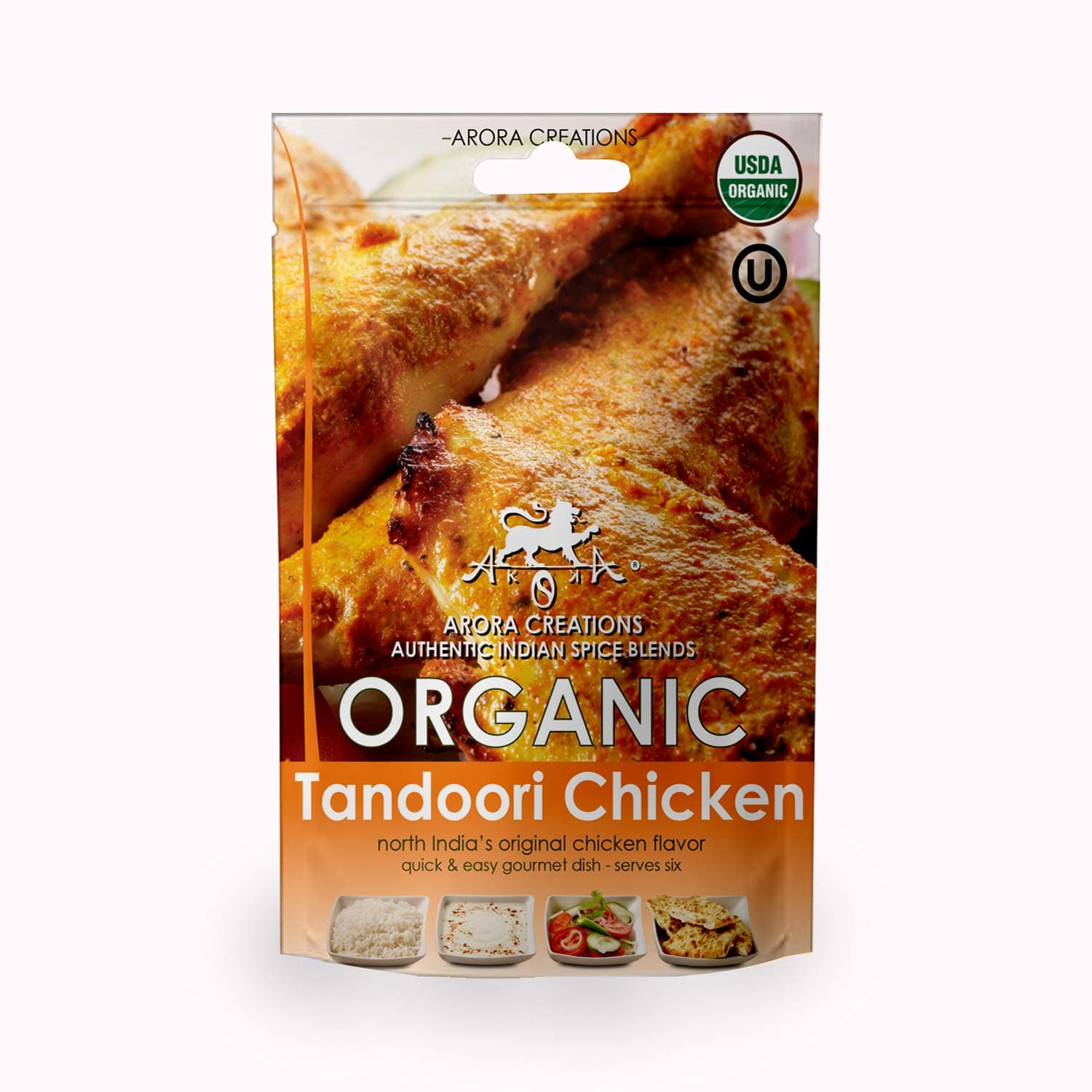 Vegan Organic Tandoori Chicken Indian Spice Blend - Arora Creations 0.9oz (6-Pack) | Gluten Free, Non-GMO, Low Sodium | Easy to Cook Indian At Home!