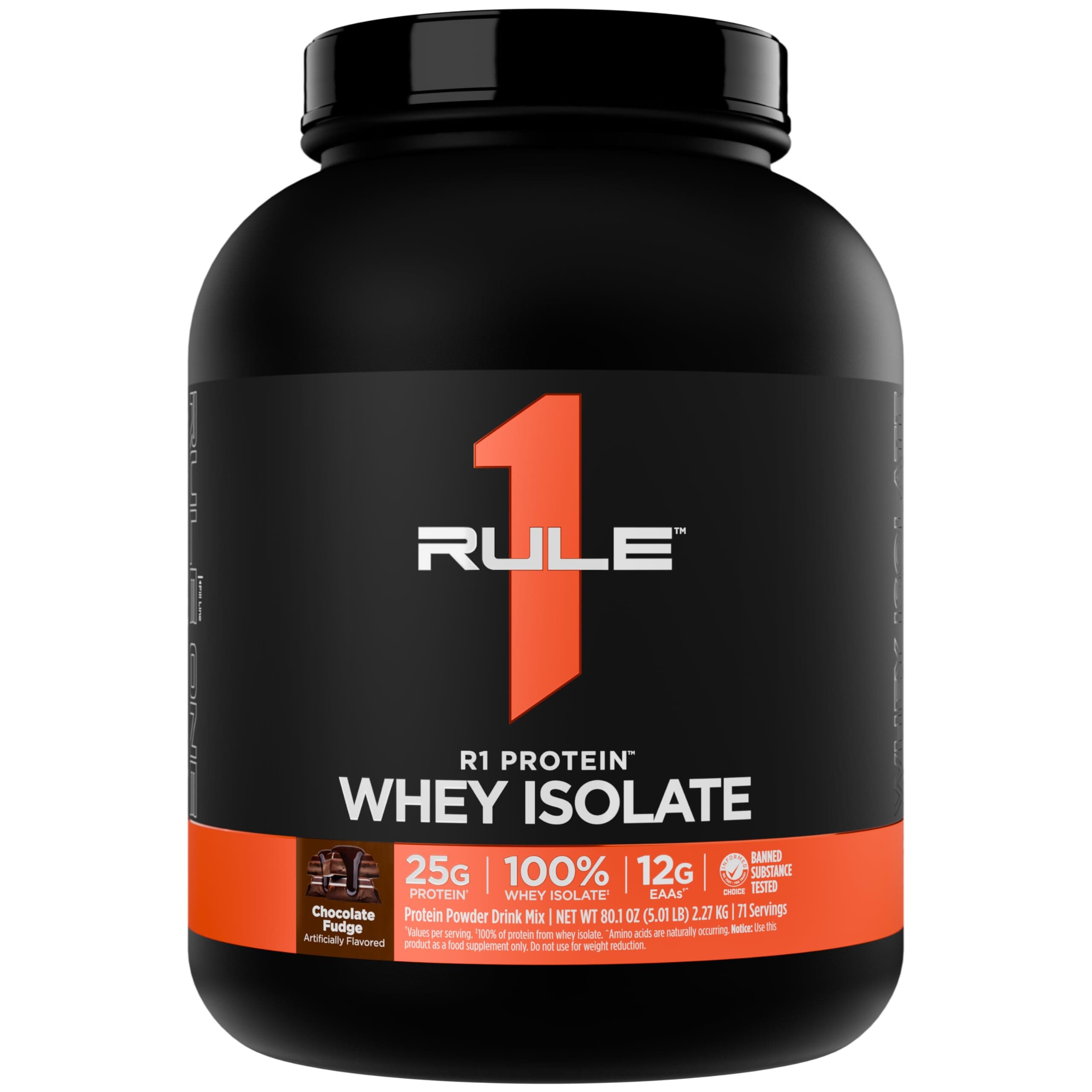 – Rule1 Proteins, R1 Protein - Chocolate Fudge, 25g Fast-Acting, Super-Pure 100% Isolate and Hydrolysate Protein Powder with 6g BCAAs for Muscle Growth and Recovery, 5lbs